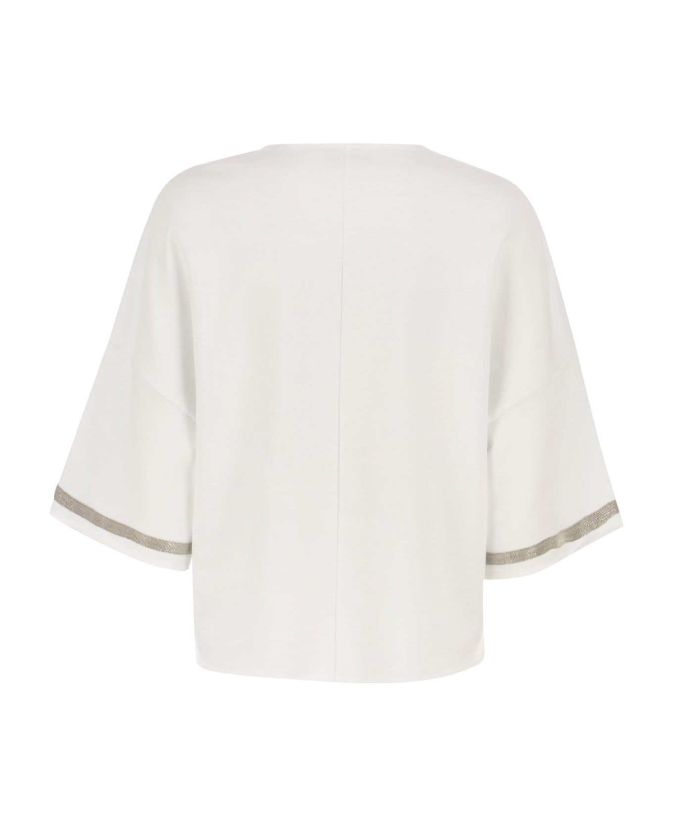 Fabiana Filippi Cotton T-shirt With Wide Sleeves - White