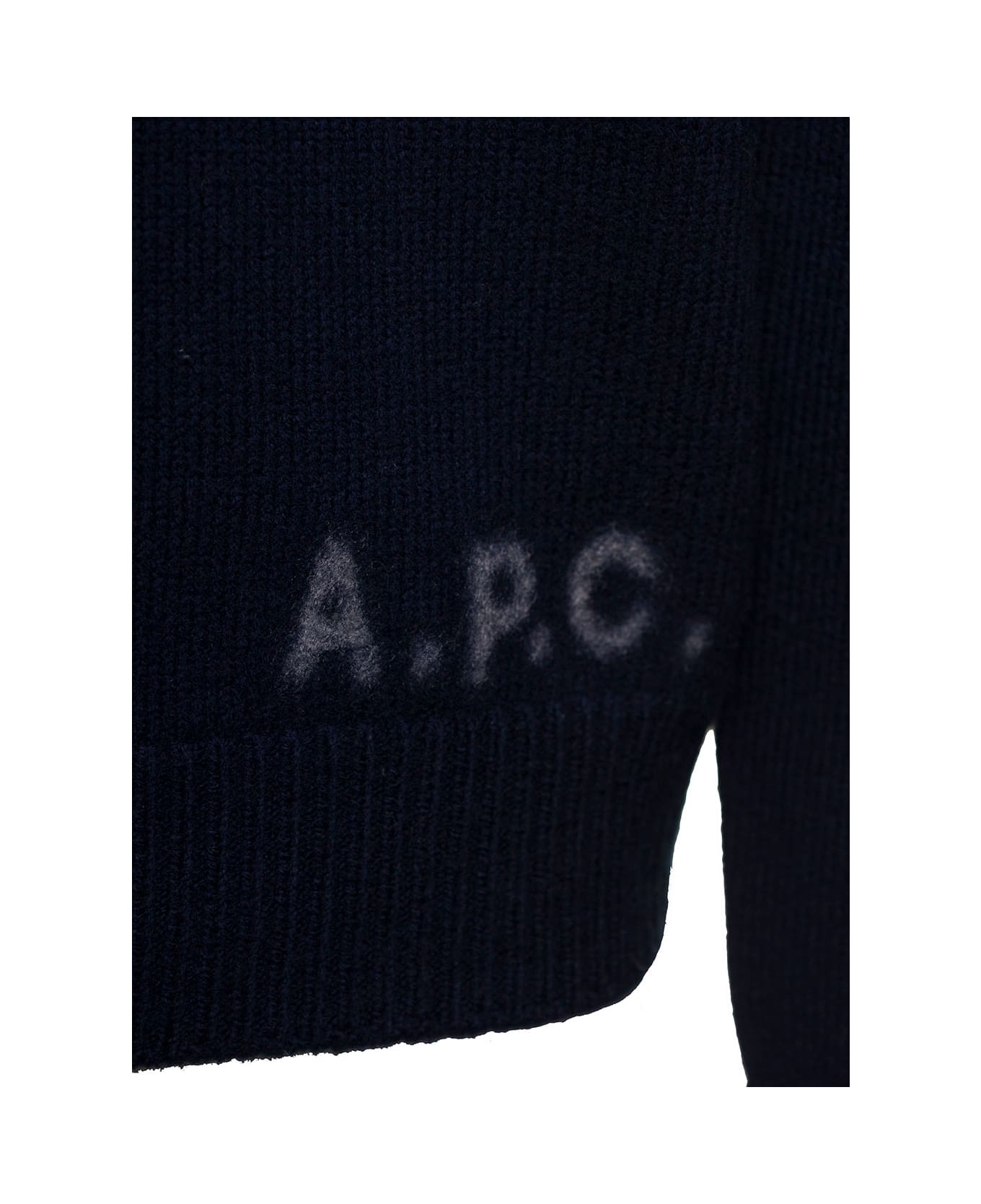 A.P.C. 'edward' Blue Crewneck Sweater With Embroidered Logo In Wool Man - Blu
