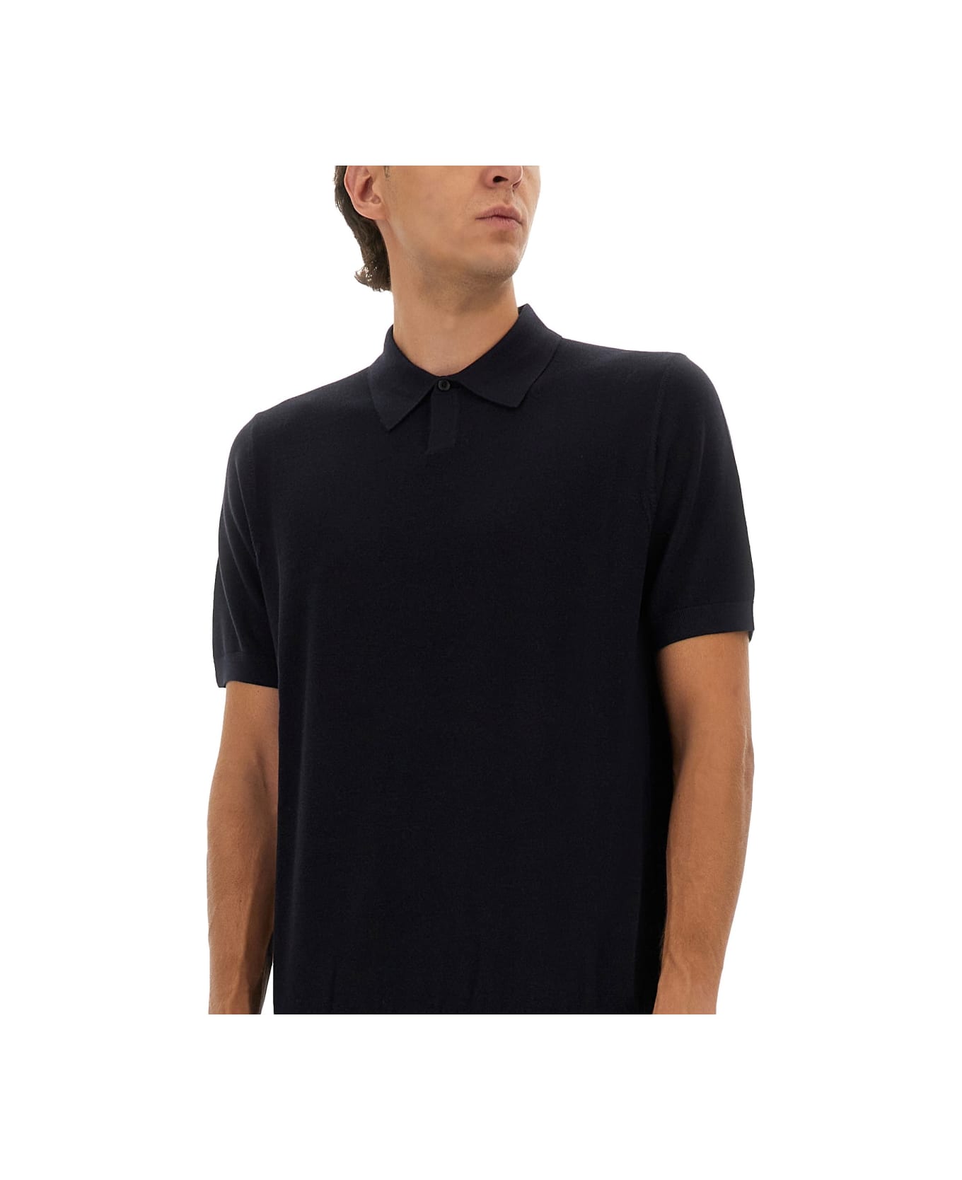 Hugo Boss Merino Wool Polo Shirt - BLUE