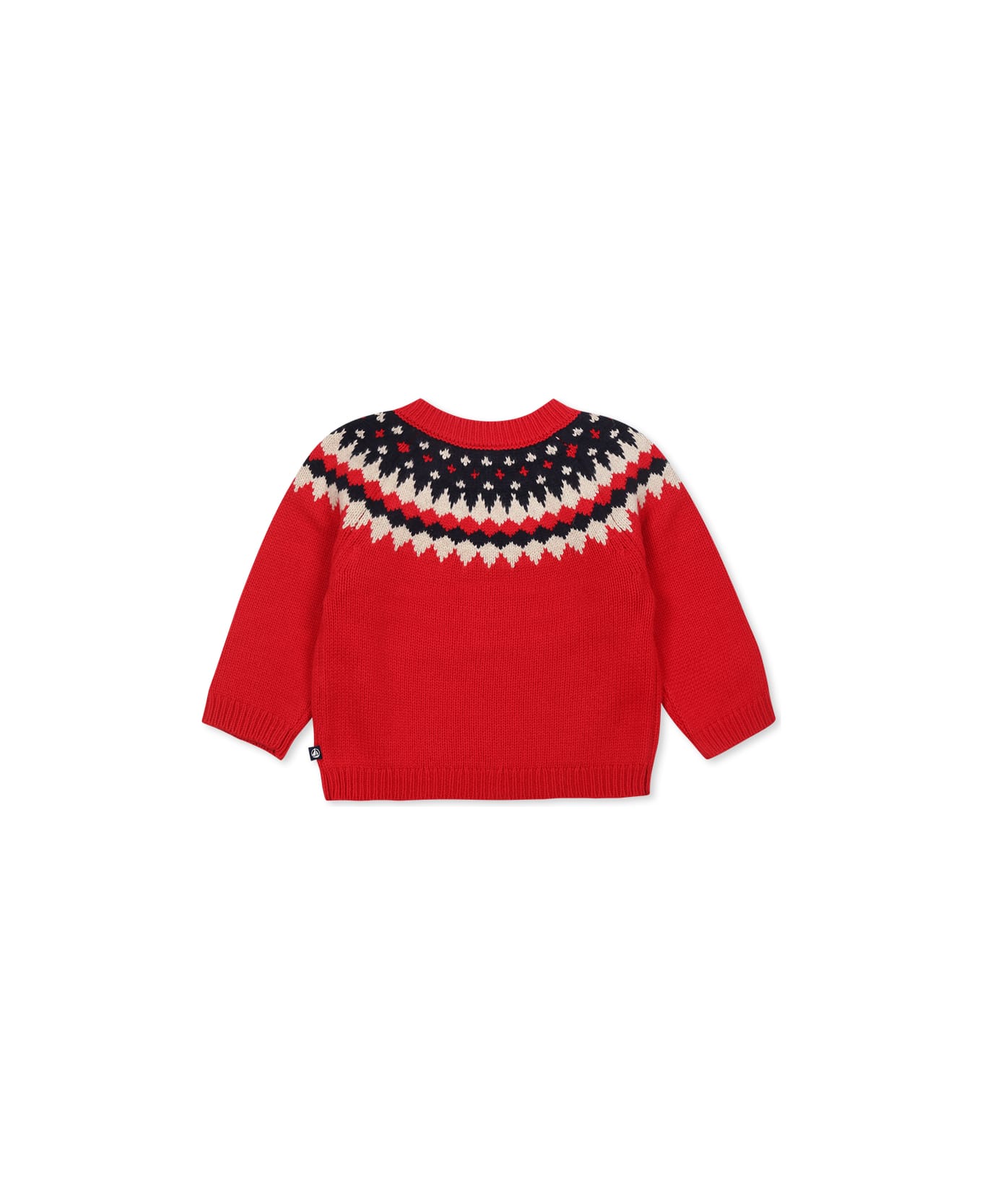 Petit Bateau Red Sweater For Baby Boy With Jaquard Pattern - Red