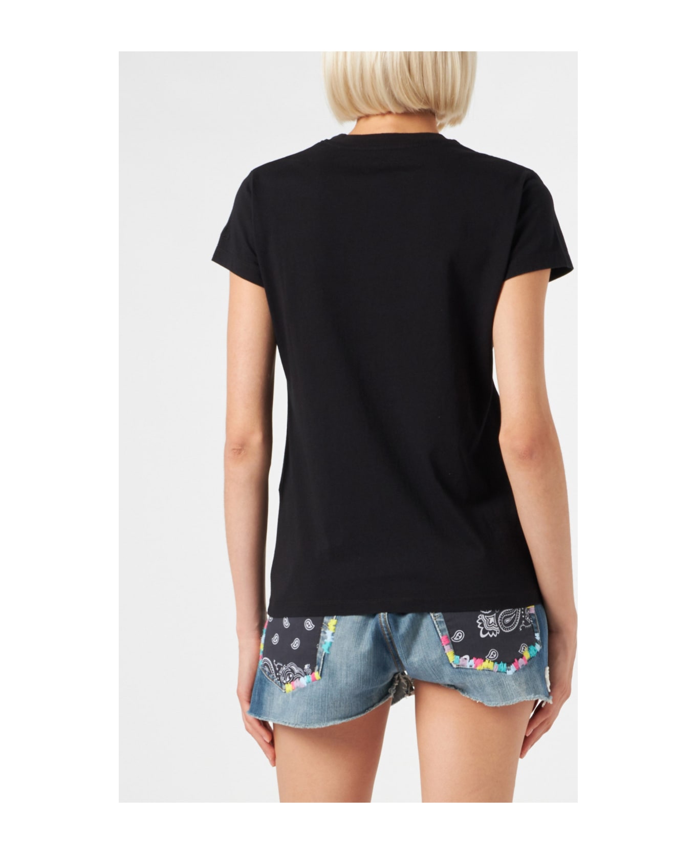 MC2 Saint Barth Woman Cotton T-shirt With Embroidery - BLACK