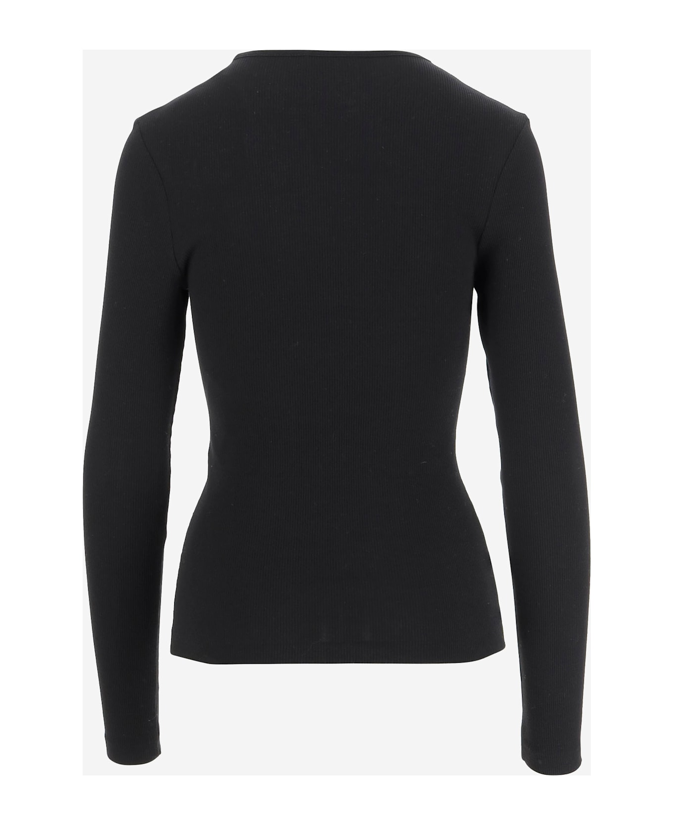 Ferragamo Cotton Top With Shaped Neckline - Black