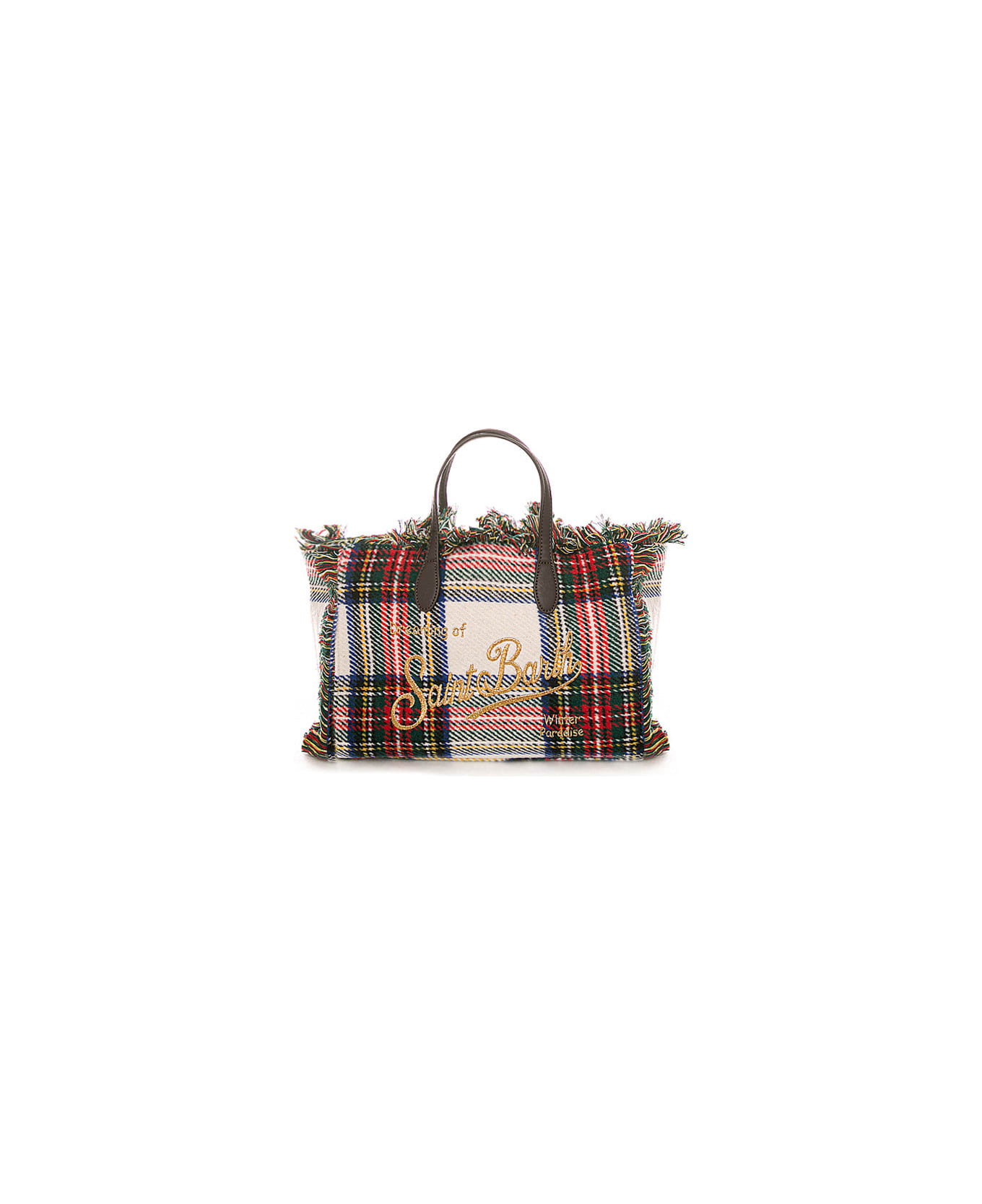 MC2 Saint Barth Colette Wooly Tartan Handbag - WHITE