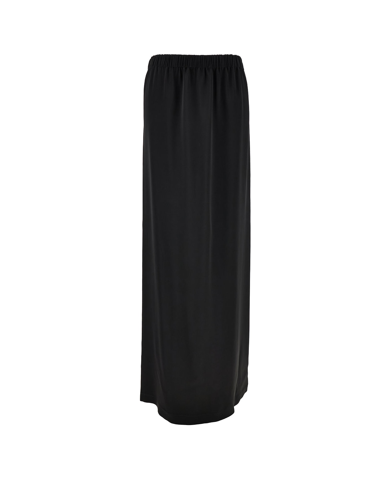Fabiana Filippi Long Black Skirt With Elastic Waistband And Split In Fabric Woman - Black