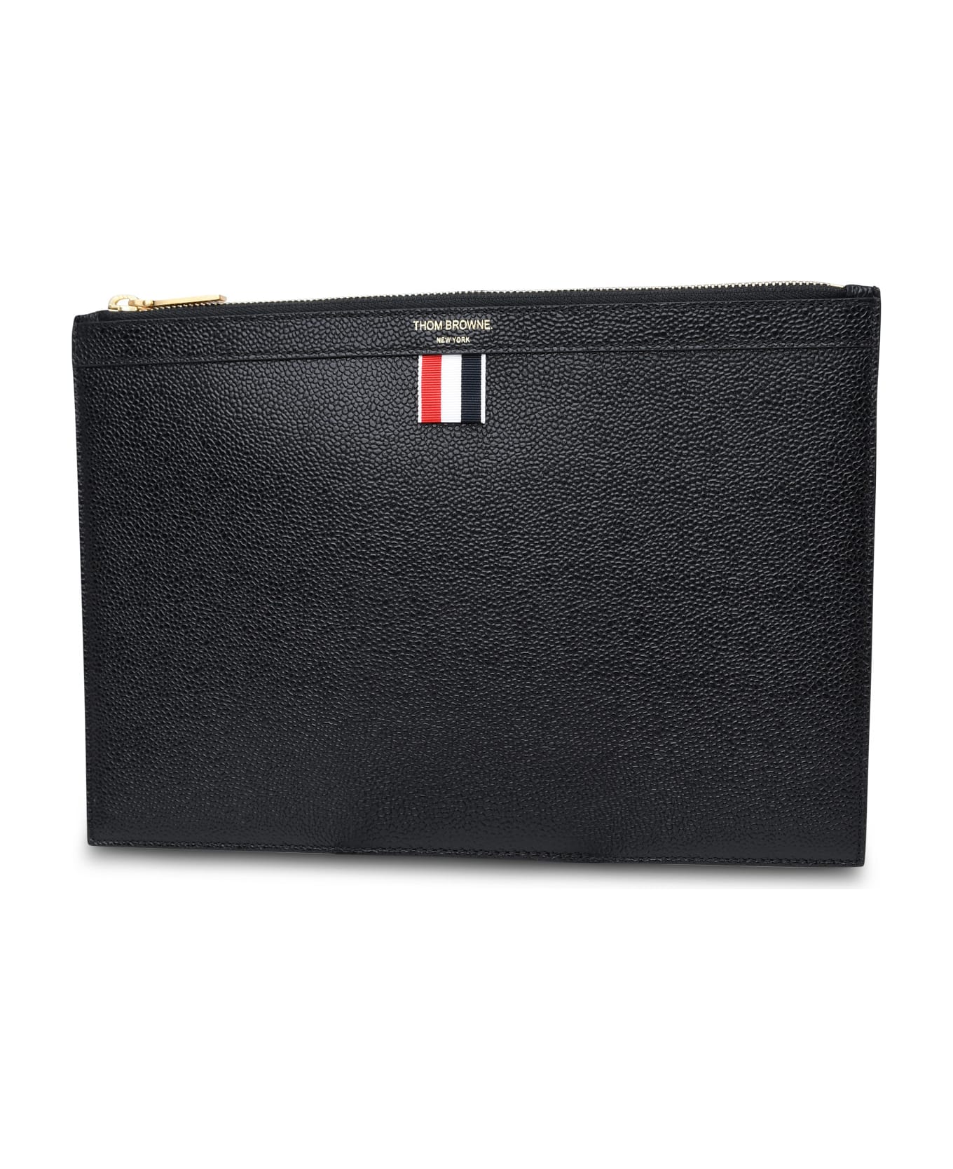 Thom Browne Black Leather Small Document Holder - Black バッグ