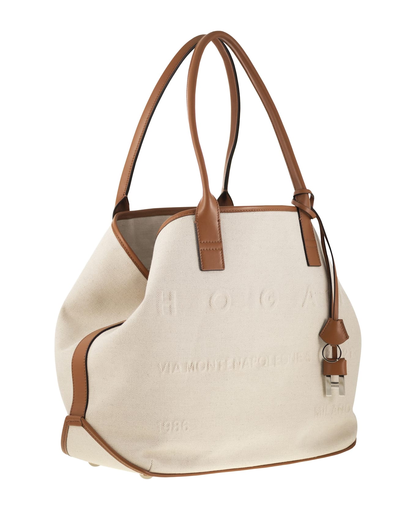 Hogan Medium Canvas Shopping Bag - Ivory