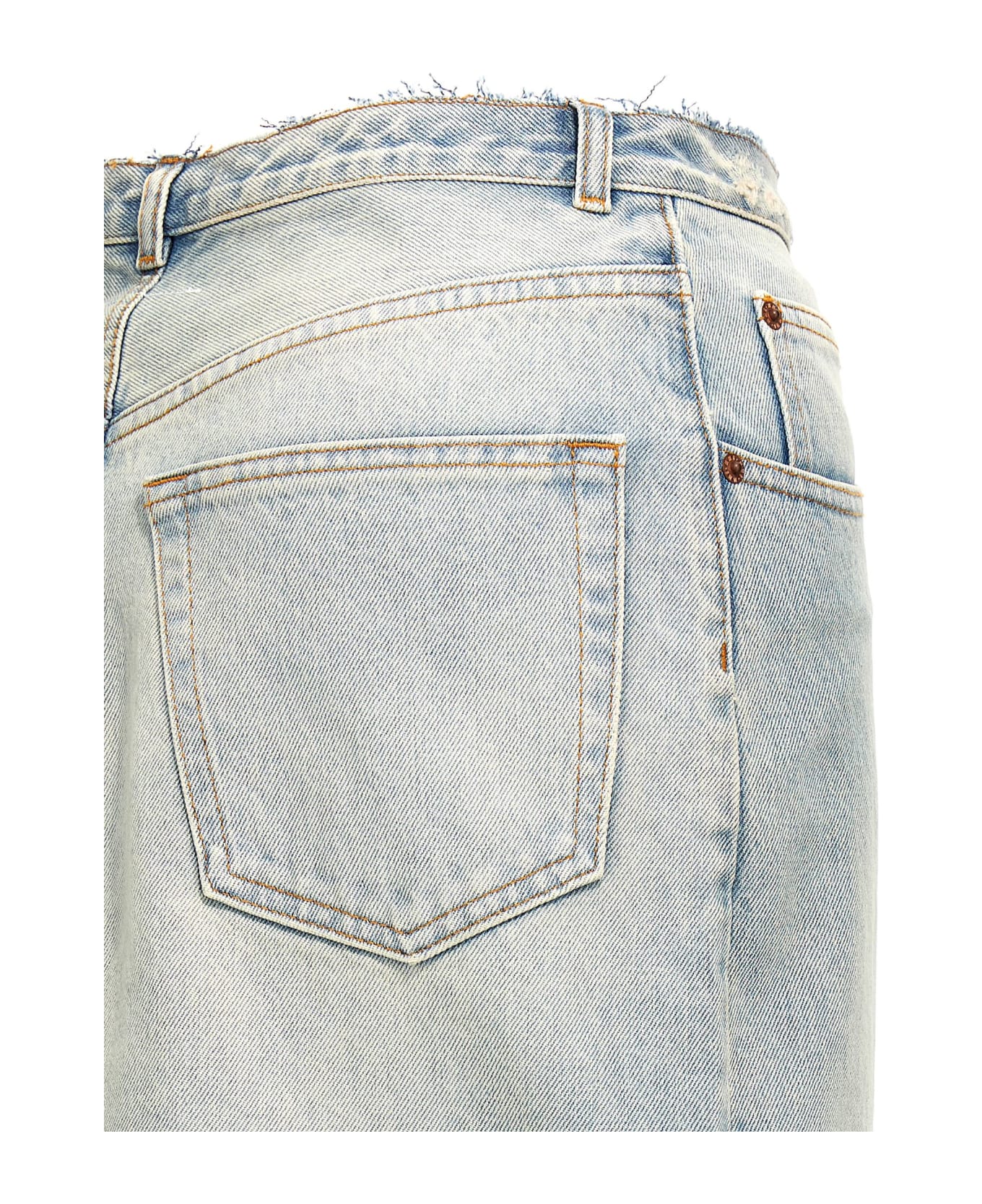 MM6 Maison Margiela Frayed Maxi Denim Skirt - Light Blue