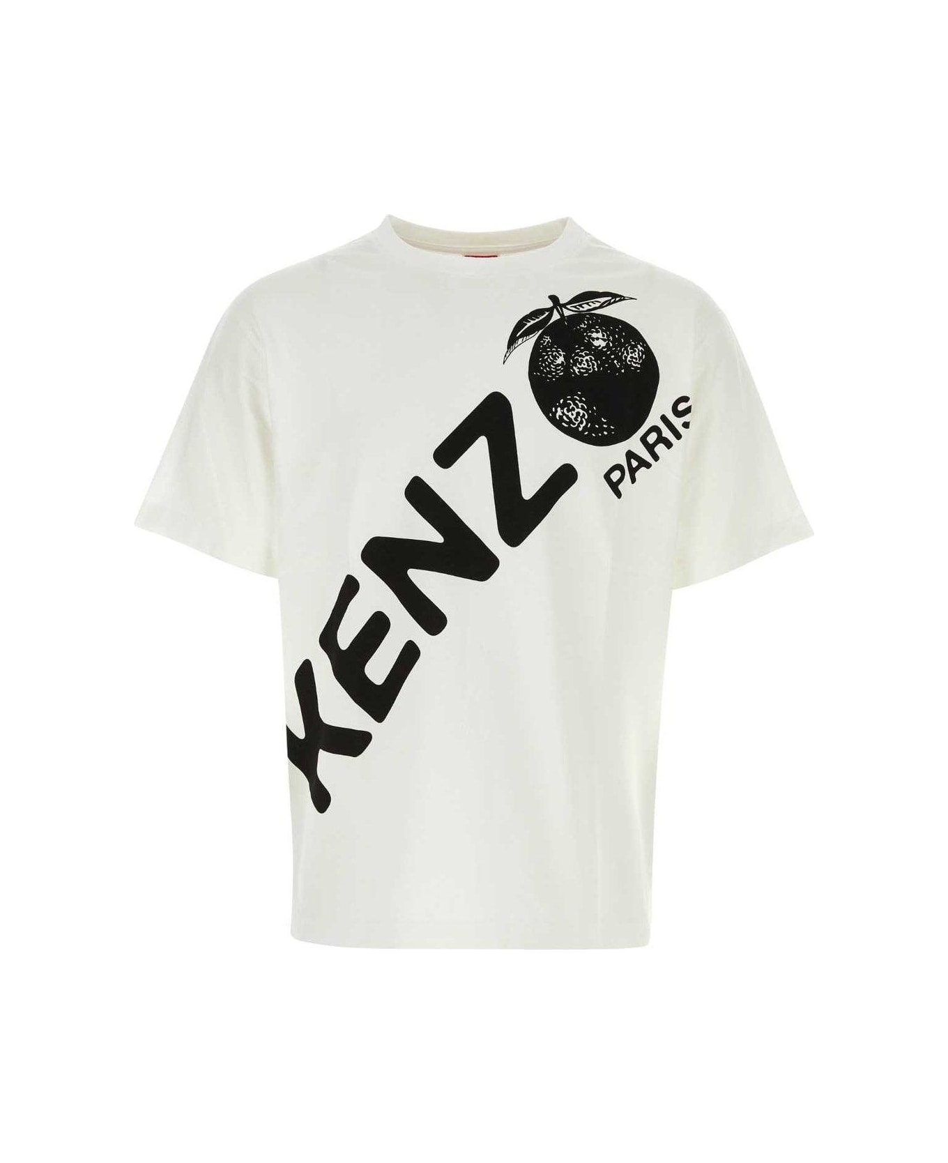 Kenzo Logo Printed Crewneck T-shirt - WHITE