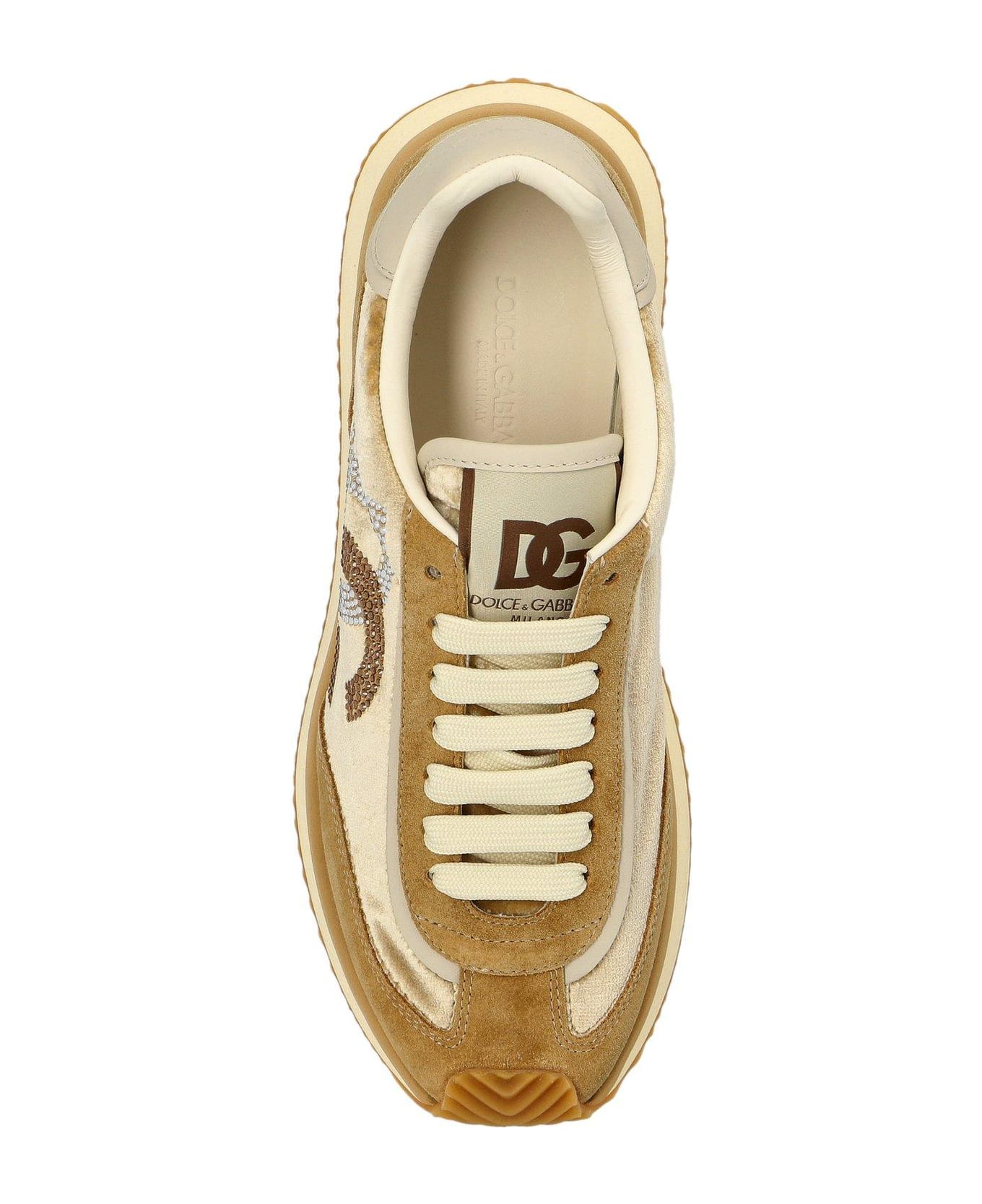 Dolce & Gabbana Dg Logo Embellished Cushion Sneakers - Beige