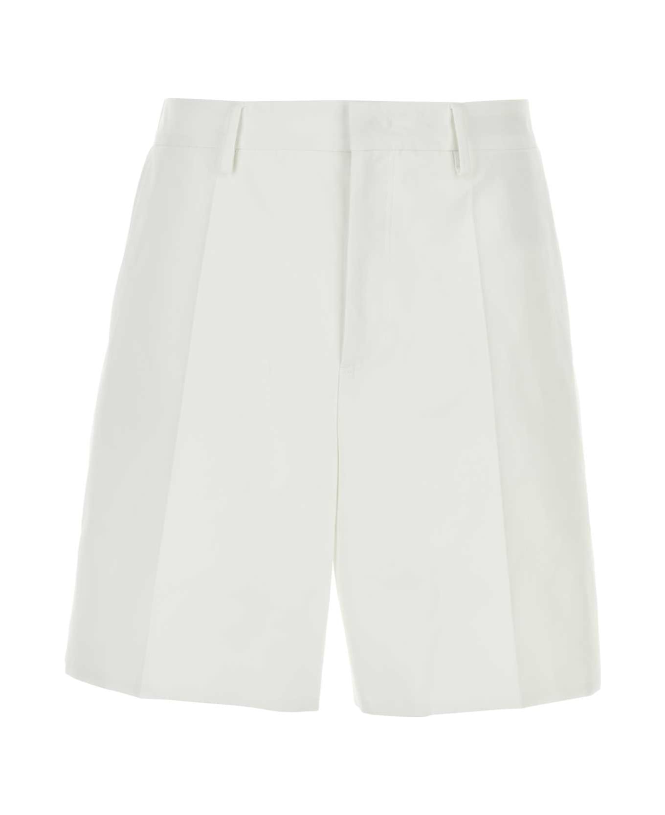 Valentino Garavani White Cotton Bermuda Shorts - BIANCO