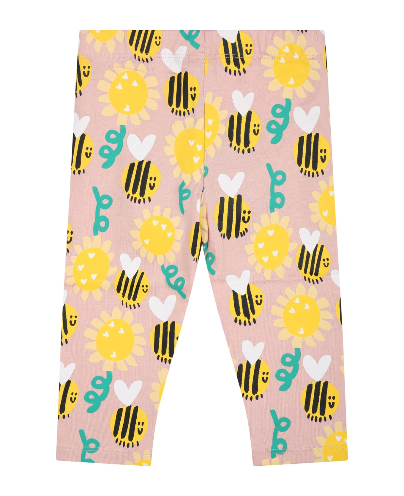 Stella McCartney Kids Pink Leggings For Baby Girl With All-over Bee Print - Pink