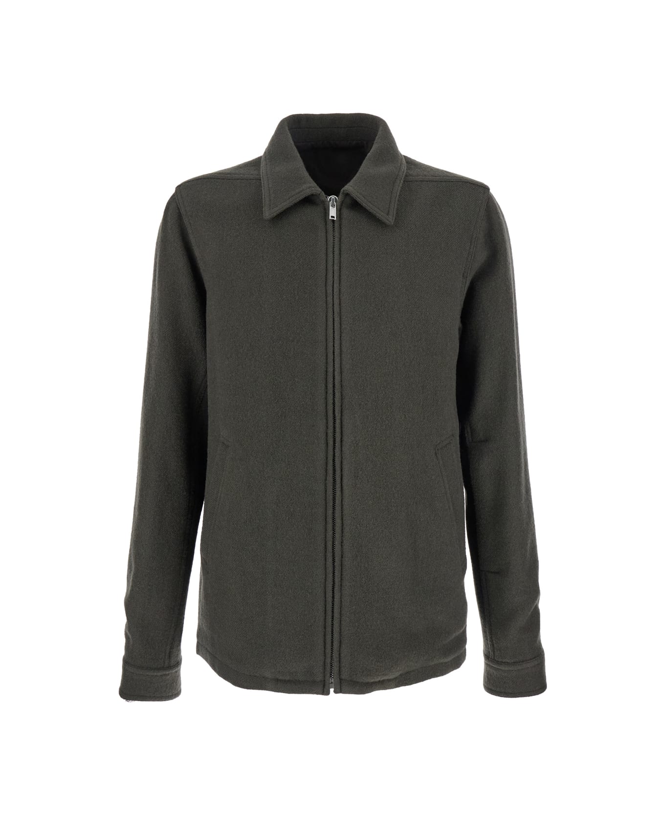 Rick Owens 
brad
 Green Jacket With Classic Collar In Wool Man - Green