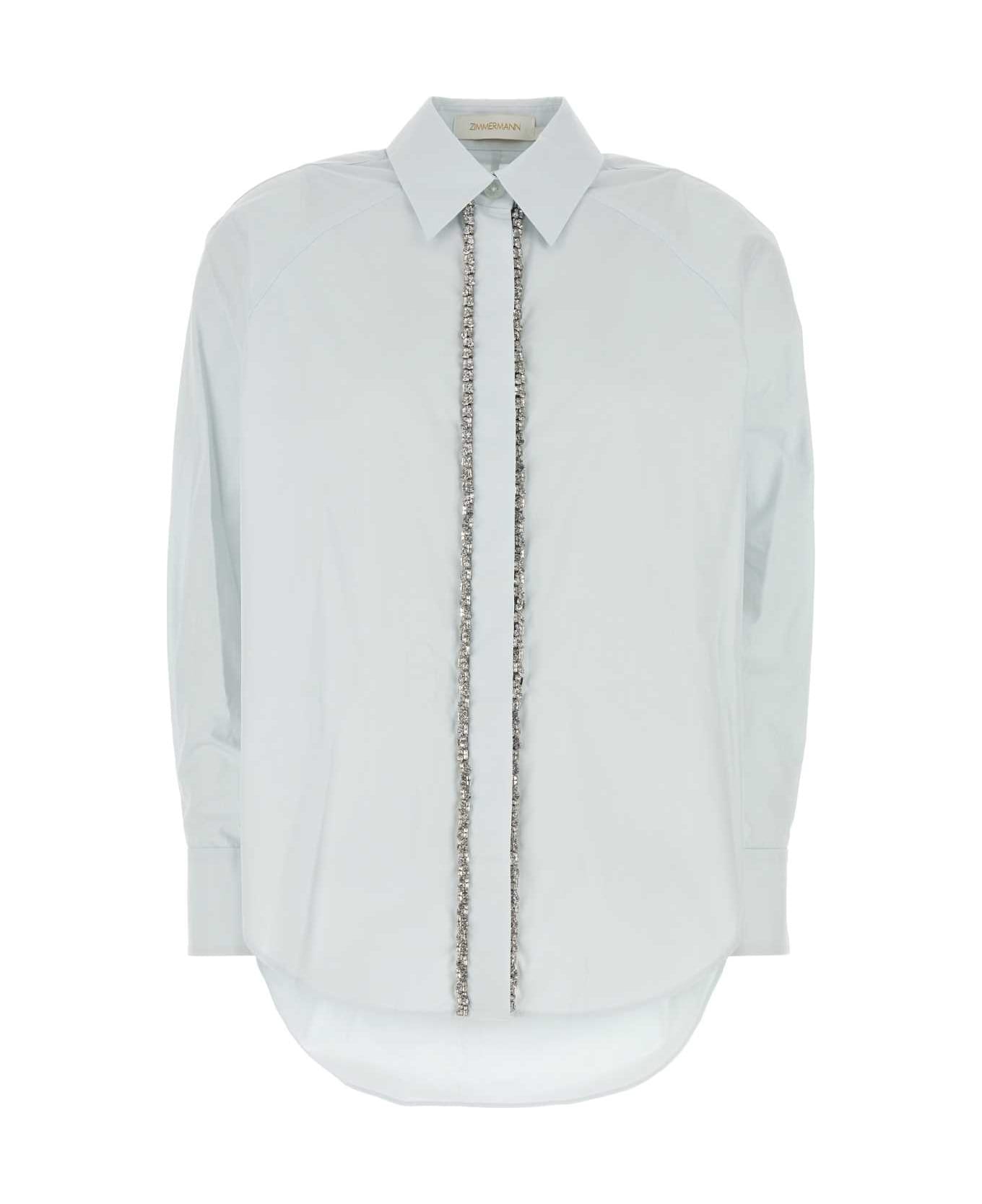 Zimmermann Pastel Light-blue Poplin Illustration Shirt - MINT