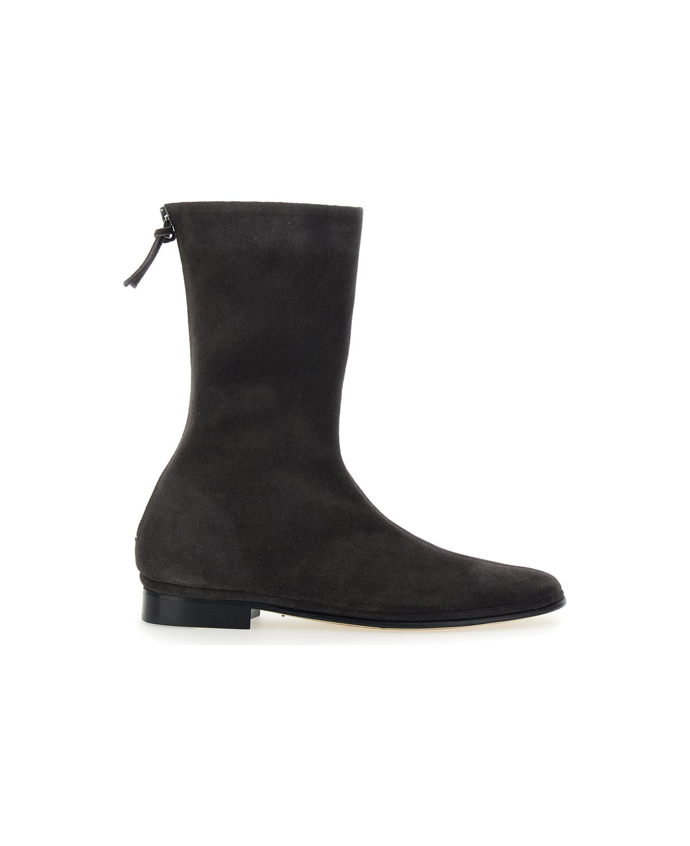Alberta Ferretti Brown Ankle Boots With Zip On The Back In Suede Woman - Brown