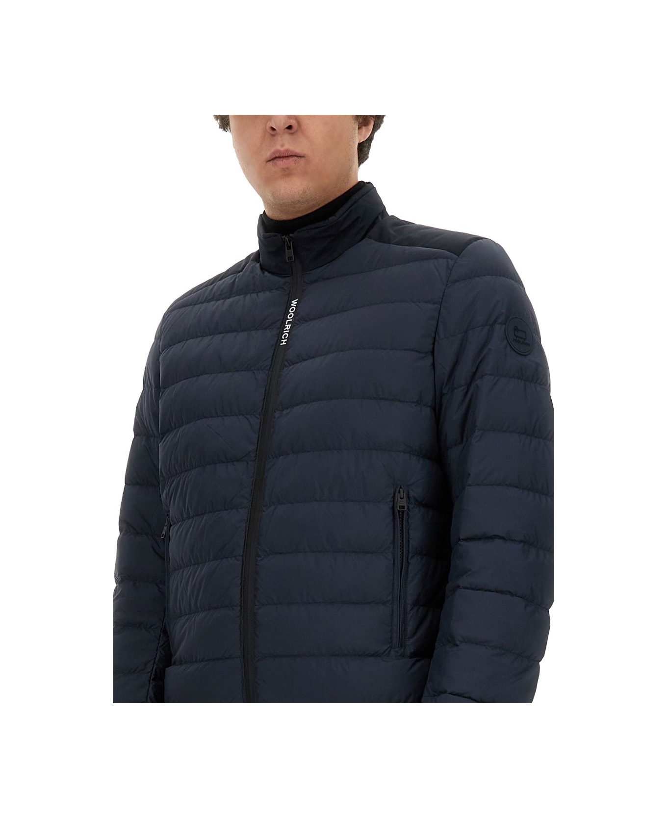 Woolrich Jacket With Logo - BLUE ダウンジャケット
