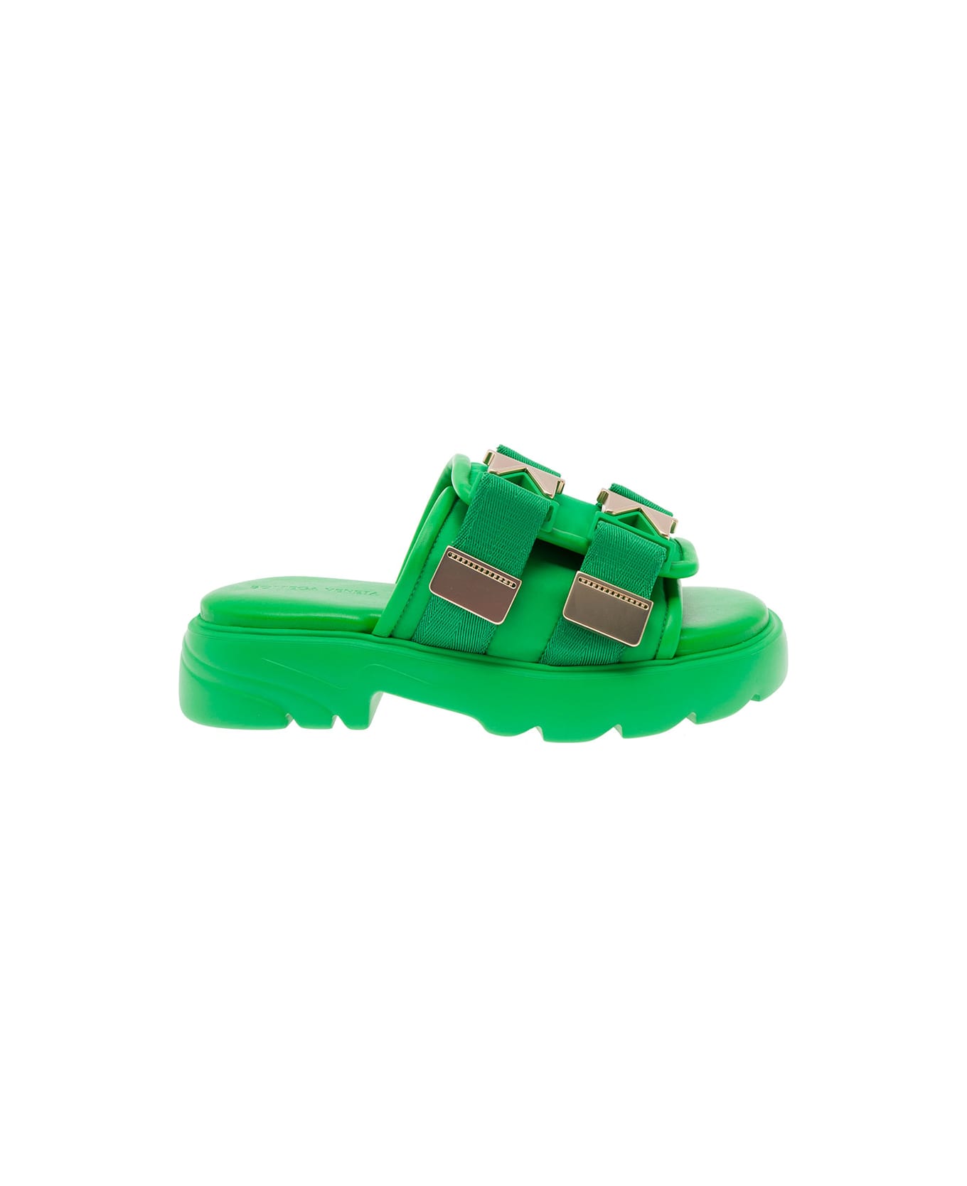 Bottega Veneta Falsh Green Leather  Sandals With Buckles Bottega Veneta Woman - Green