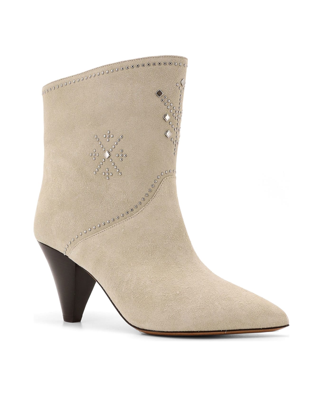 Isabel Marant Loline Suede Ankle Boots With Micro Studs - White