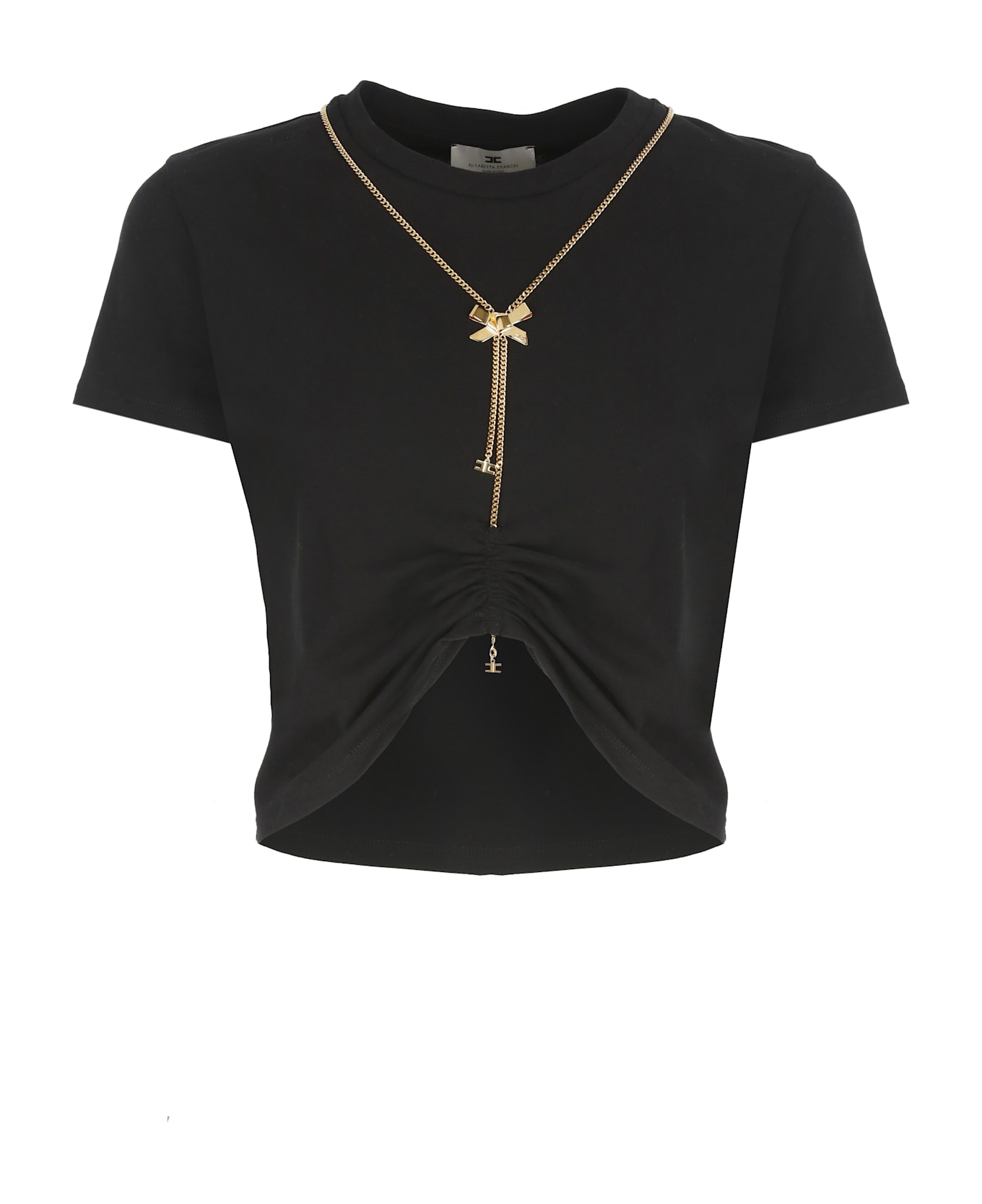 Elisabetta Franchi Logo Detail Cropped T-shirt - Black
