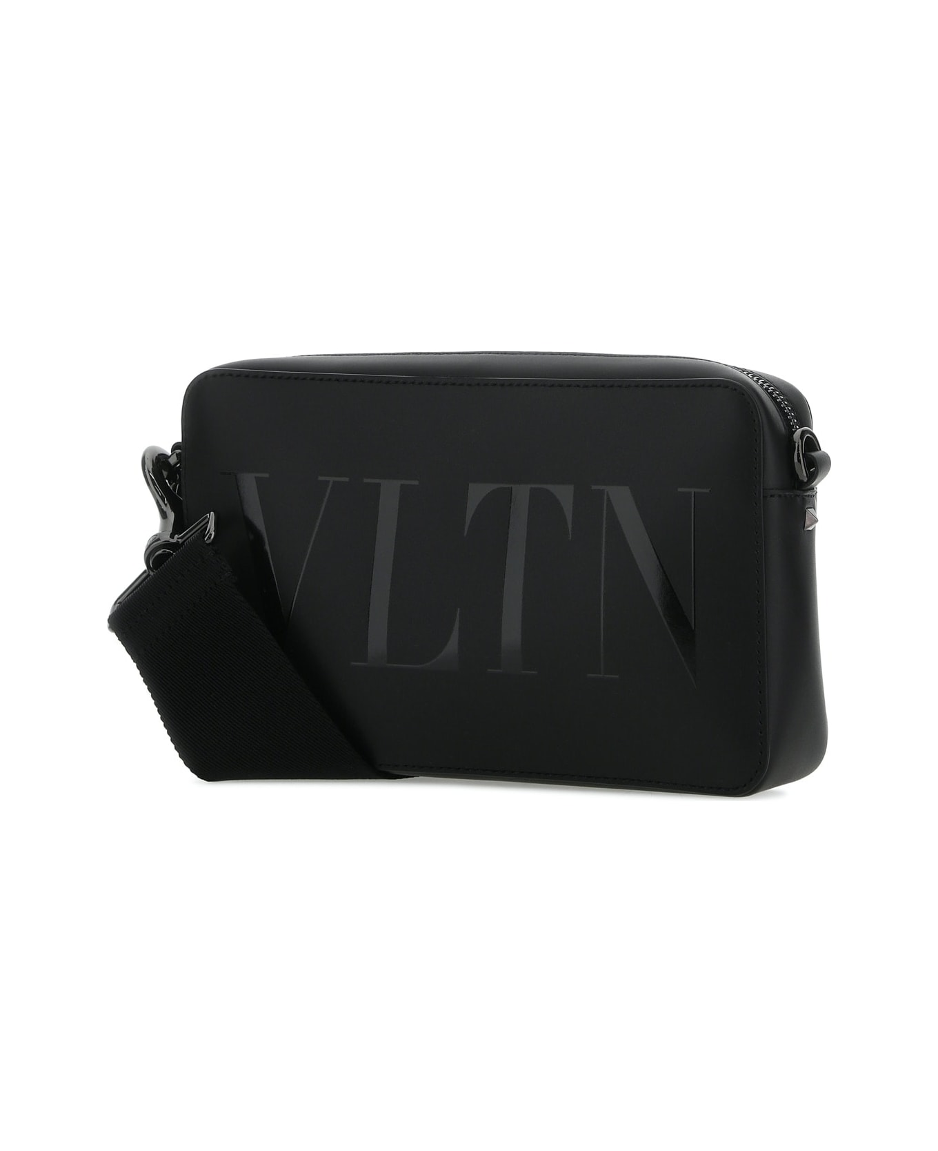 Valentino Garavani Black Leather Vltn Crossbody Bag - NERO