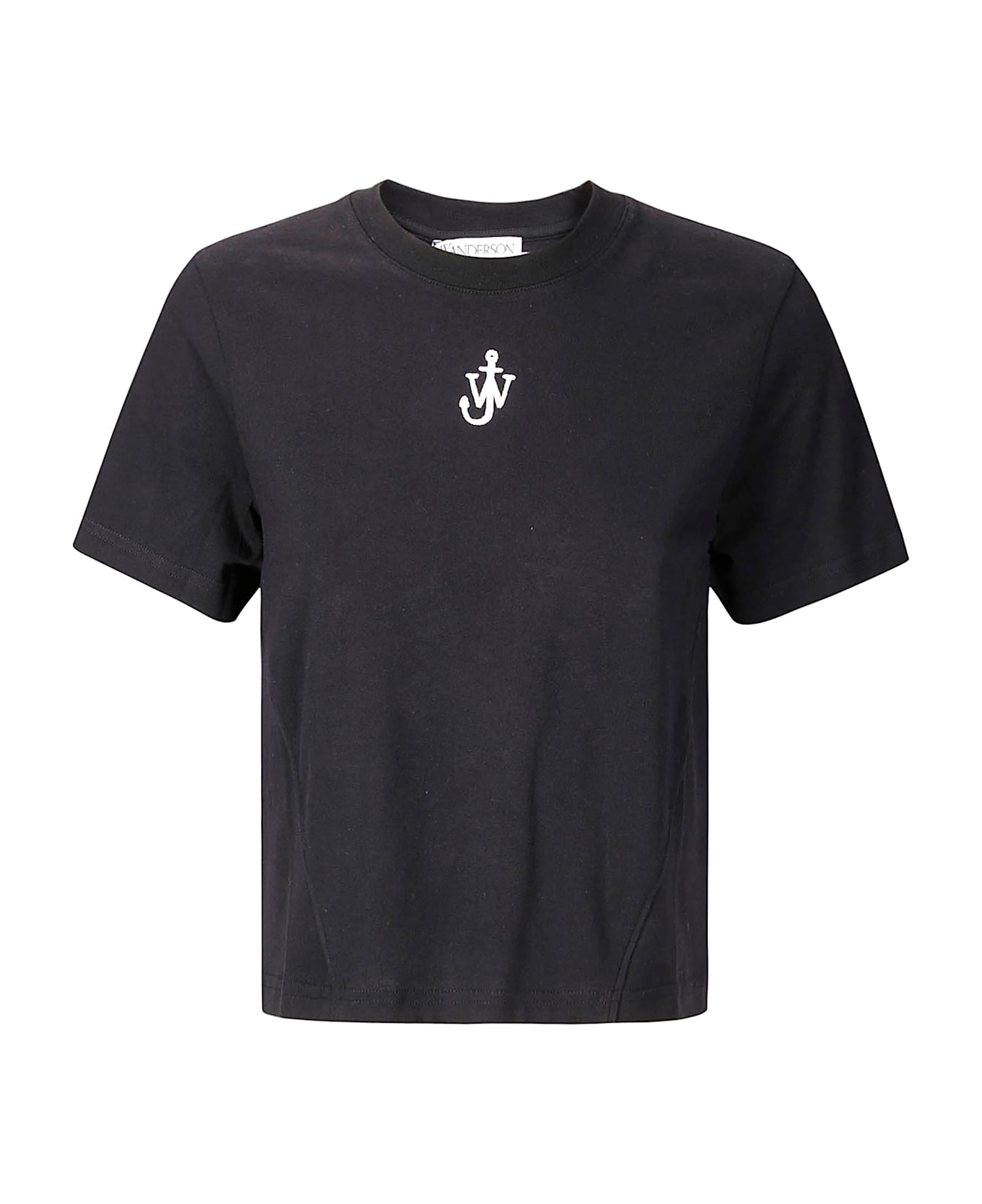J.W. Anderson Embroidery Pannelled Cropped T-shirt - BLACK