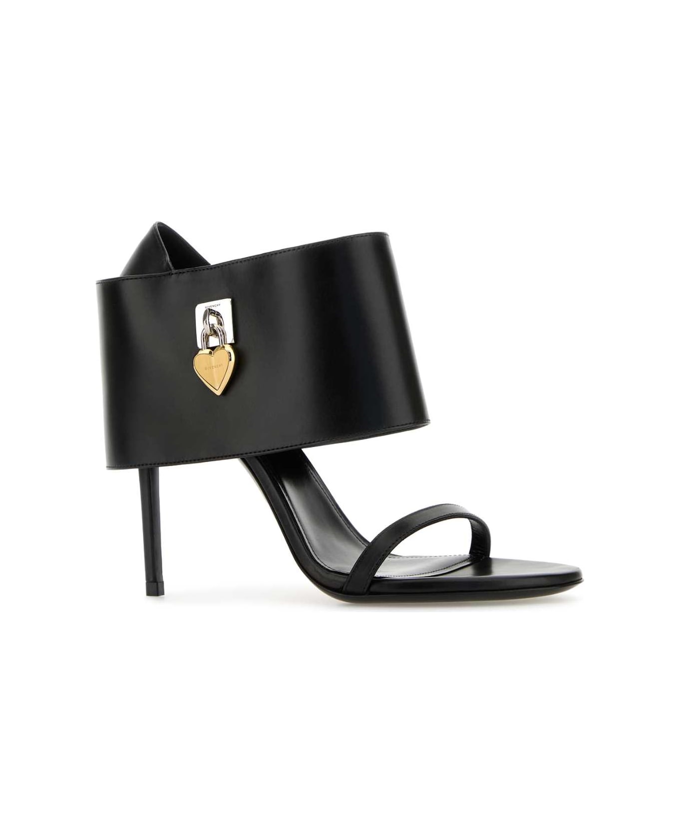 Givenchy Black Leather Shark Sandals - BLACK