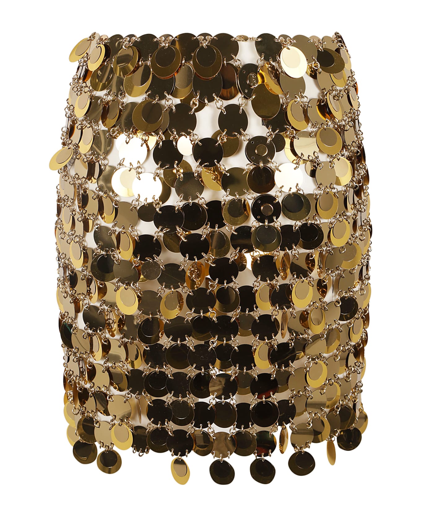 Paco Rabanne Mini Skirt With Golden Mirror Effect Discs - Gold スカート