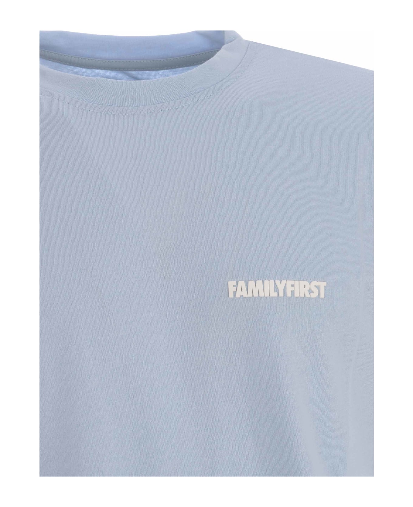 Family First Milano T-shirt Family First "symbol" In Cotton - Celeste