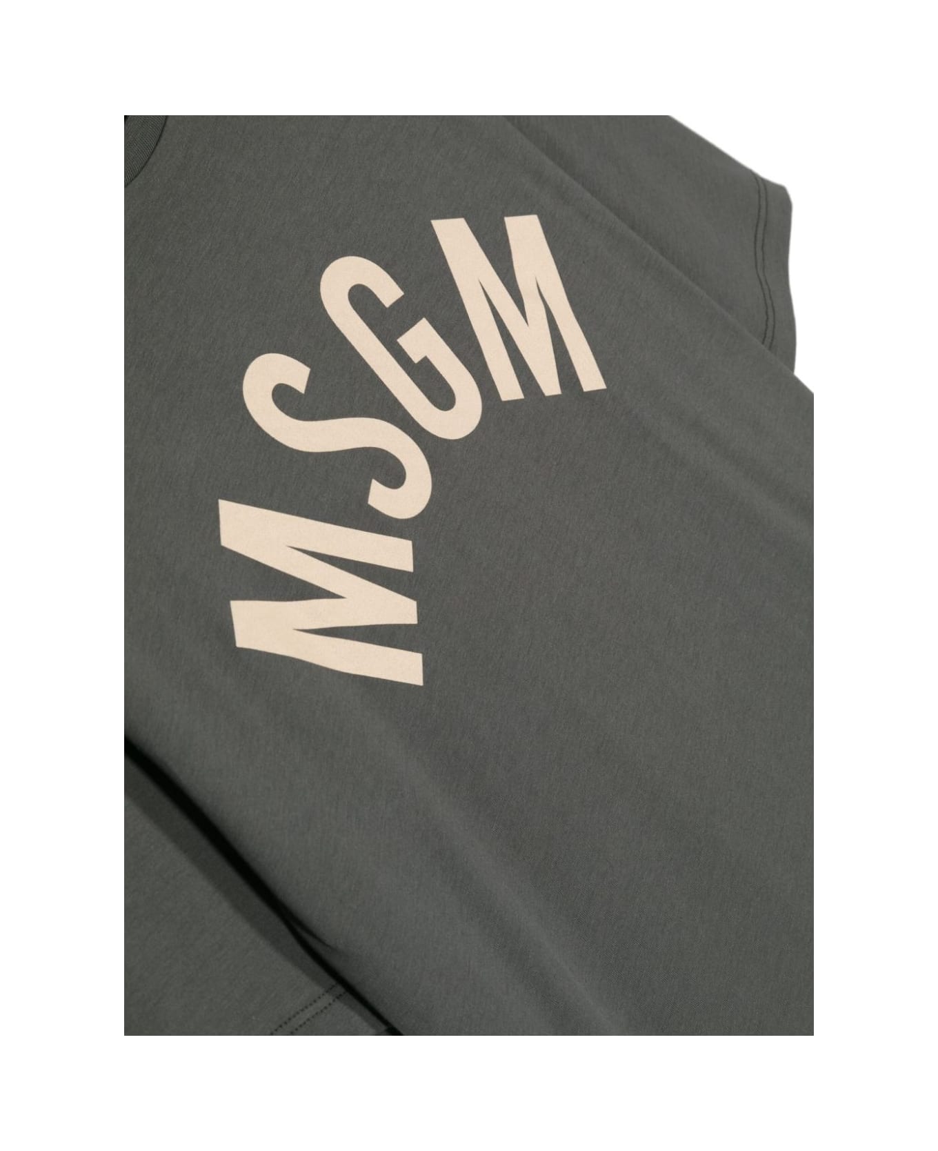 MSGM Grey T-shirt With Arched Logo - Grey