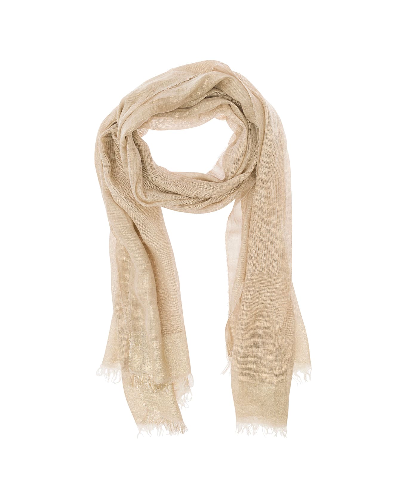 Antonelli Pink Scarf In Linen Blend Woman - White