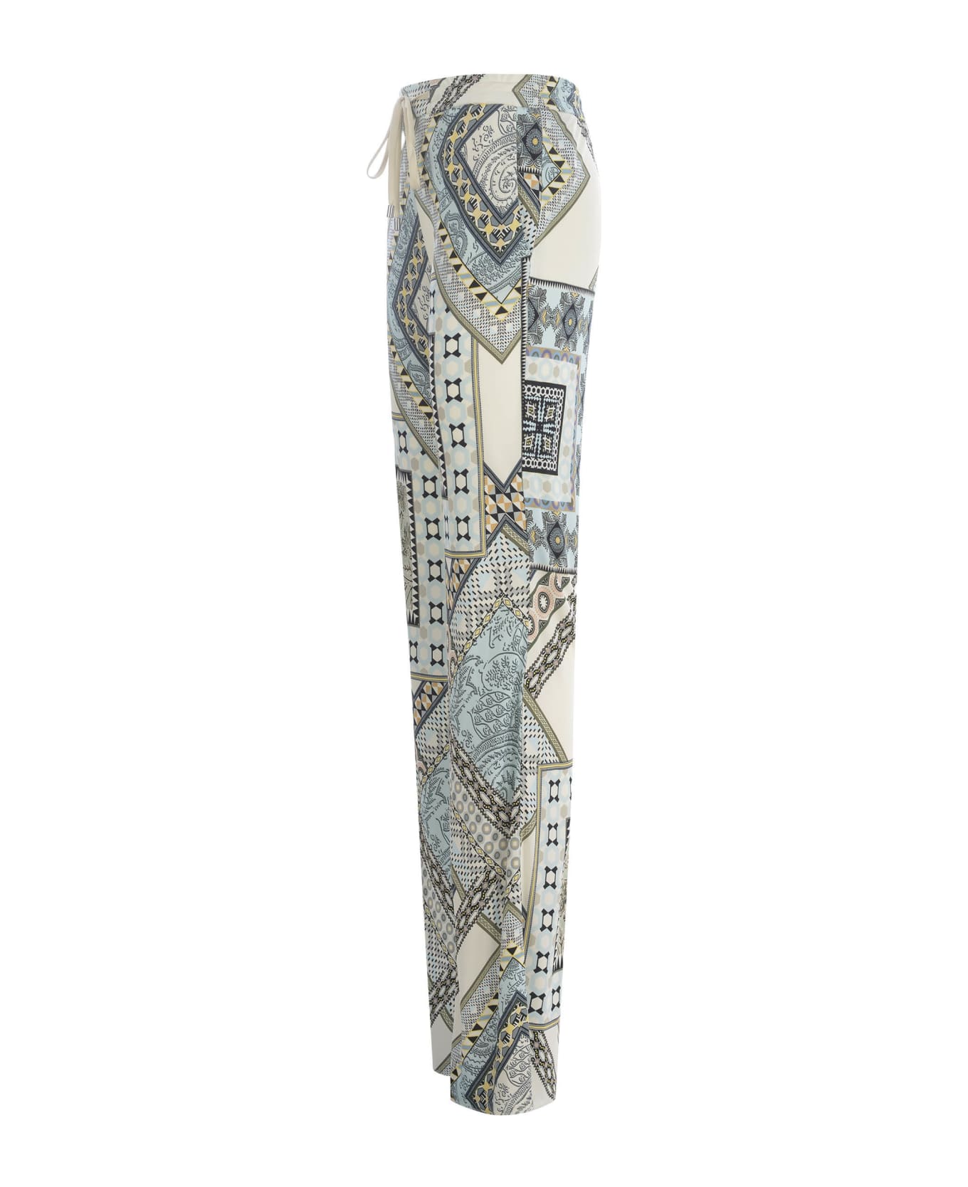Etro Majolica Printing Wide Lg Trousers With Belt - Majolica