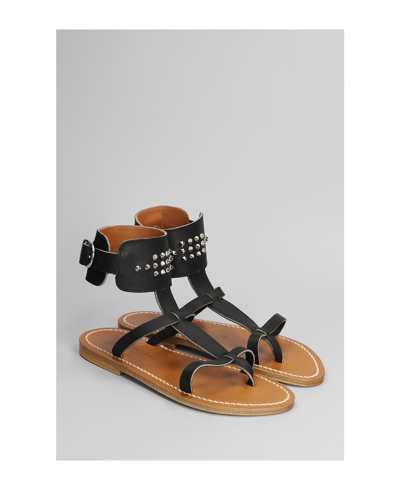 K.Jacques Clipper F Flats In Black Leather - black