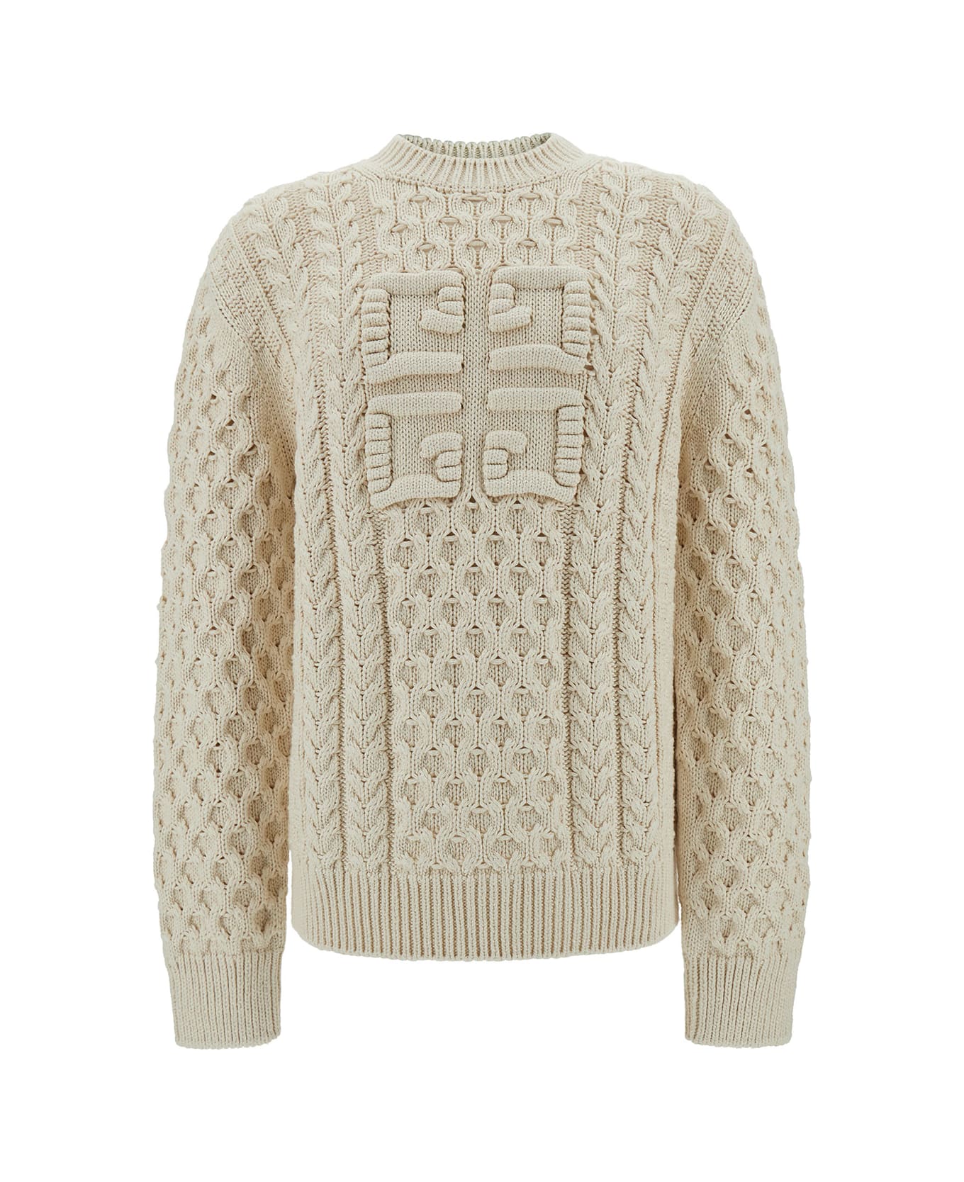 Givenchy Oversized Ivory Sweater With 4g Logo In Cotton Blend Man - Beige