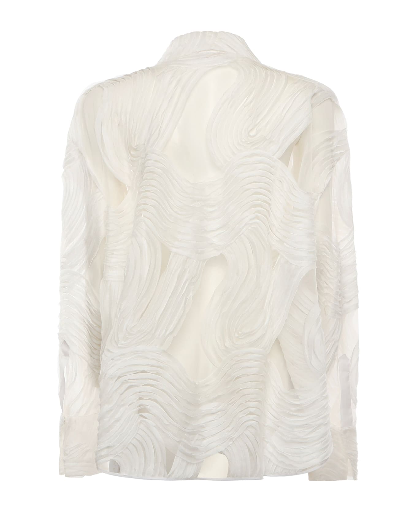 Genny Embroidered Tulle Shirt - White