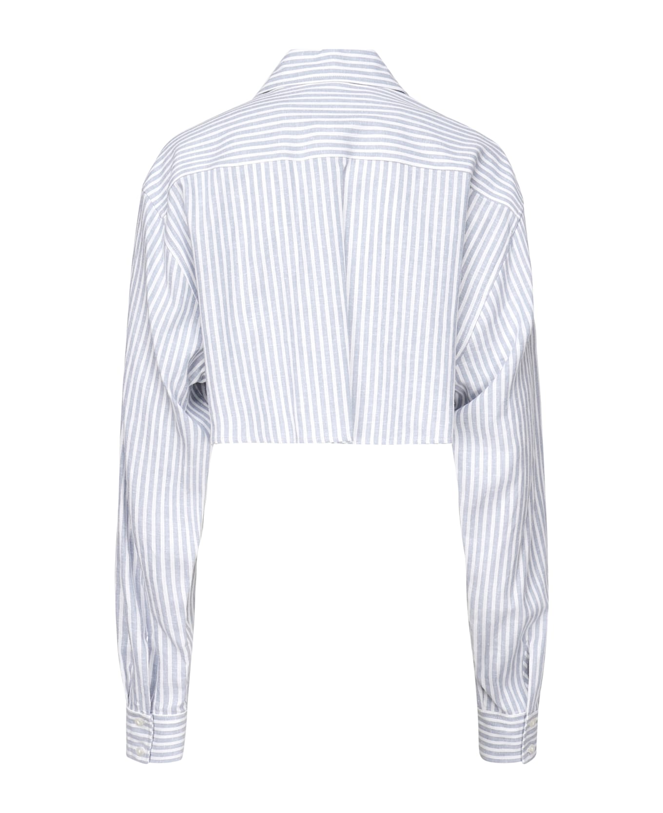 Nineminutes Striped Cropped Shirt - White/light blue