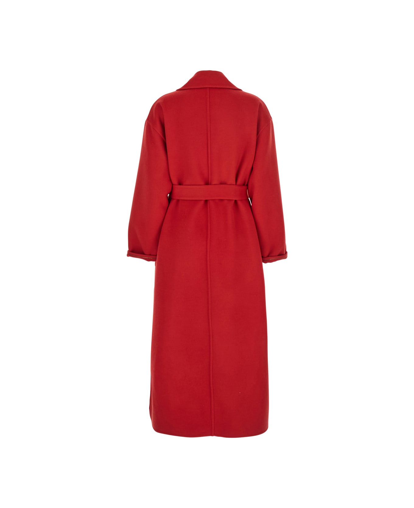 Fabiana Filippi Red Coat With Wide Notched Revers In Virgin Wool Woman - Red