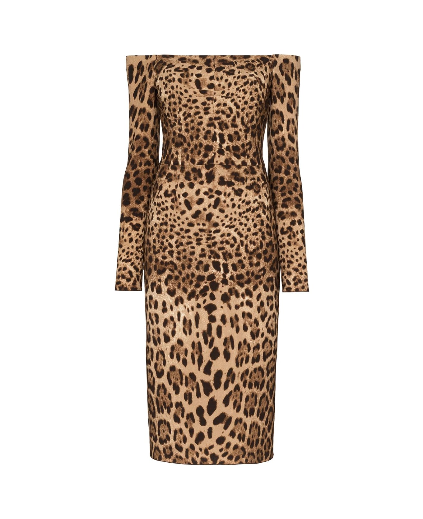 Dolce 
Gabbana Leopard Printed Dress - Brown