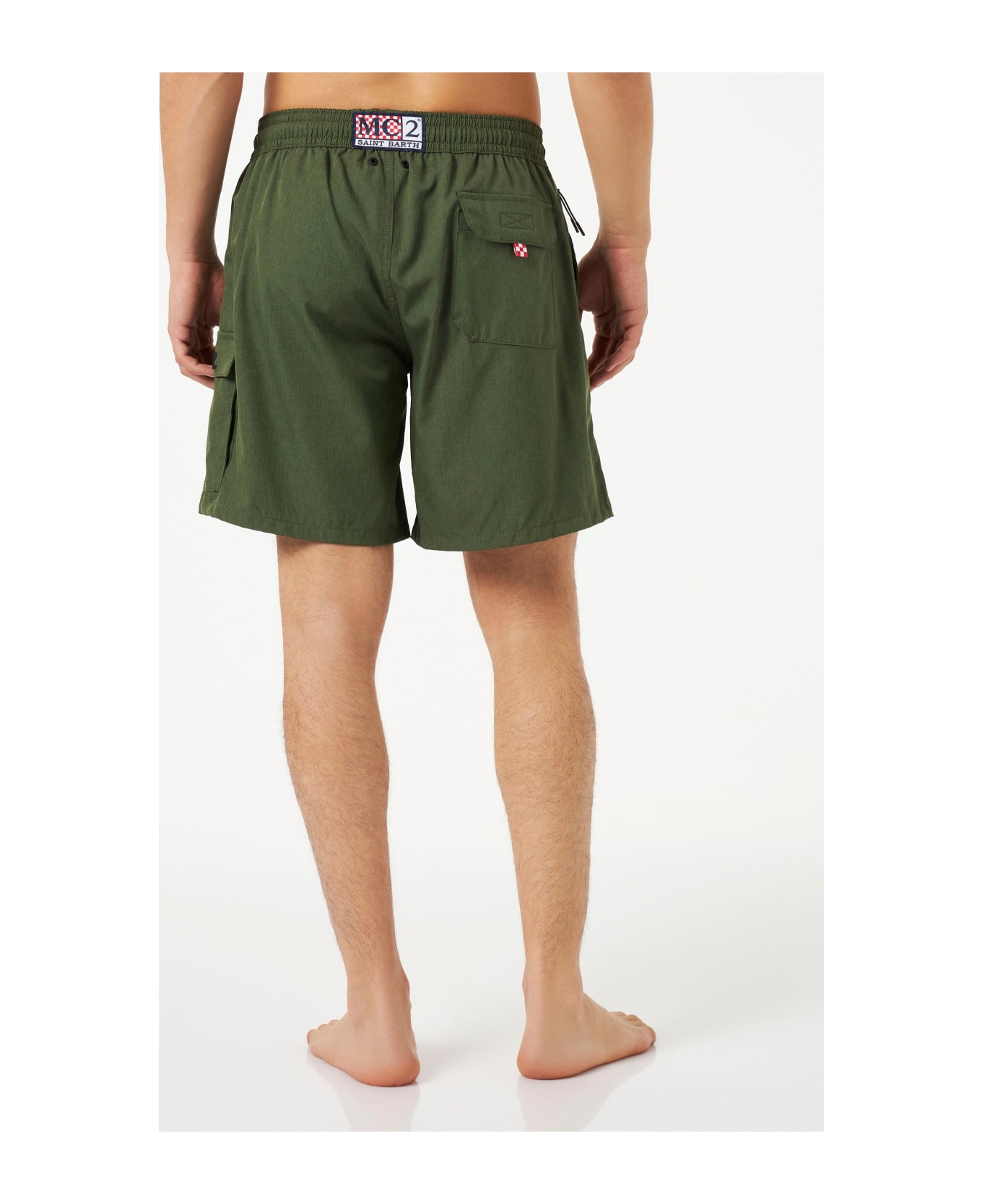 MC2 Saint Barth Man Military Green Comfort And Stretch Swim Shorts - GREEN