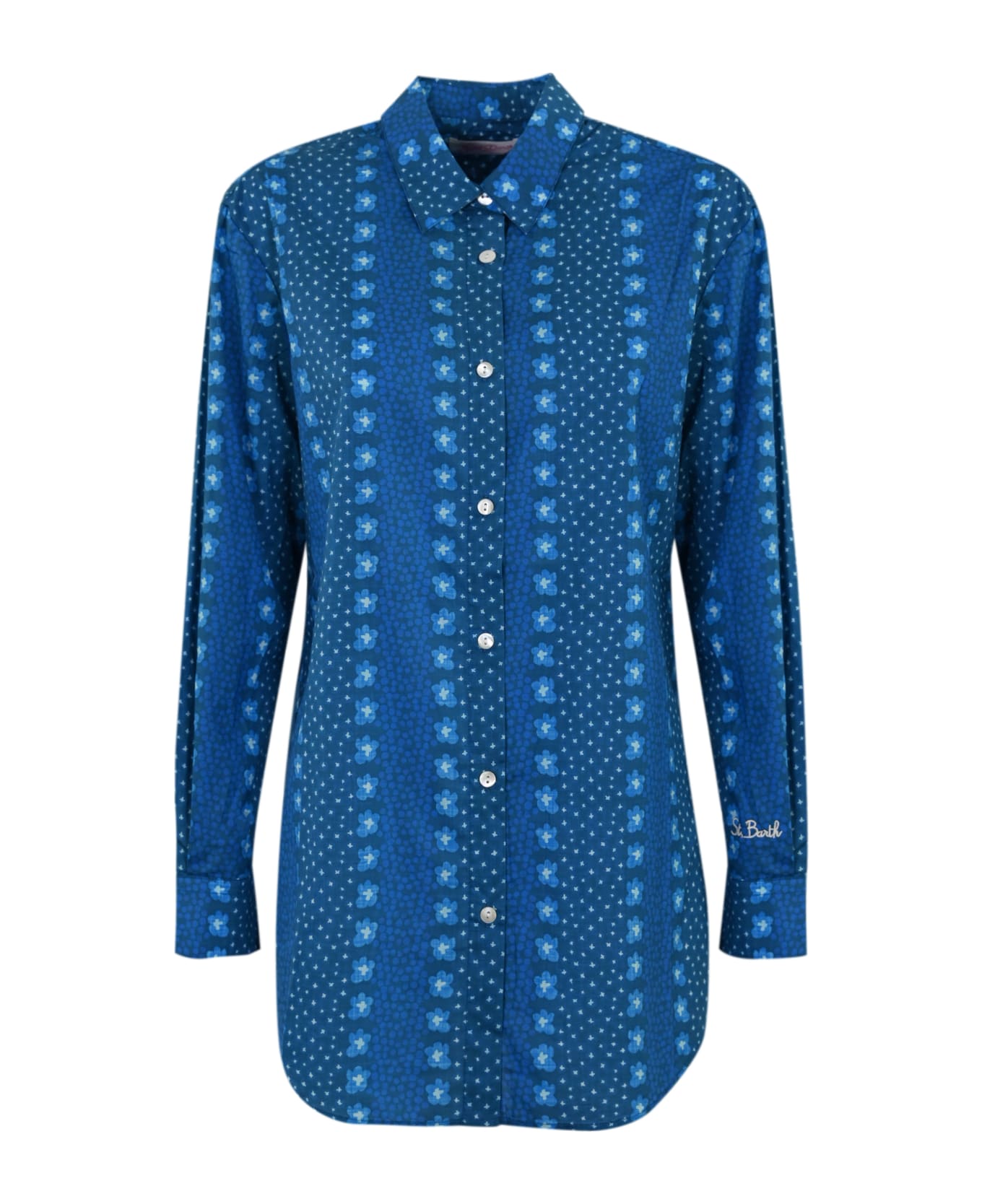 MC2 Saint Barth Brigitte Indigo Shirt In Cotton - Blu