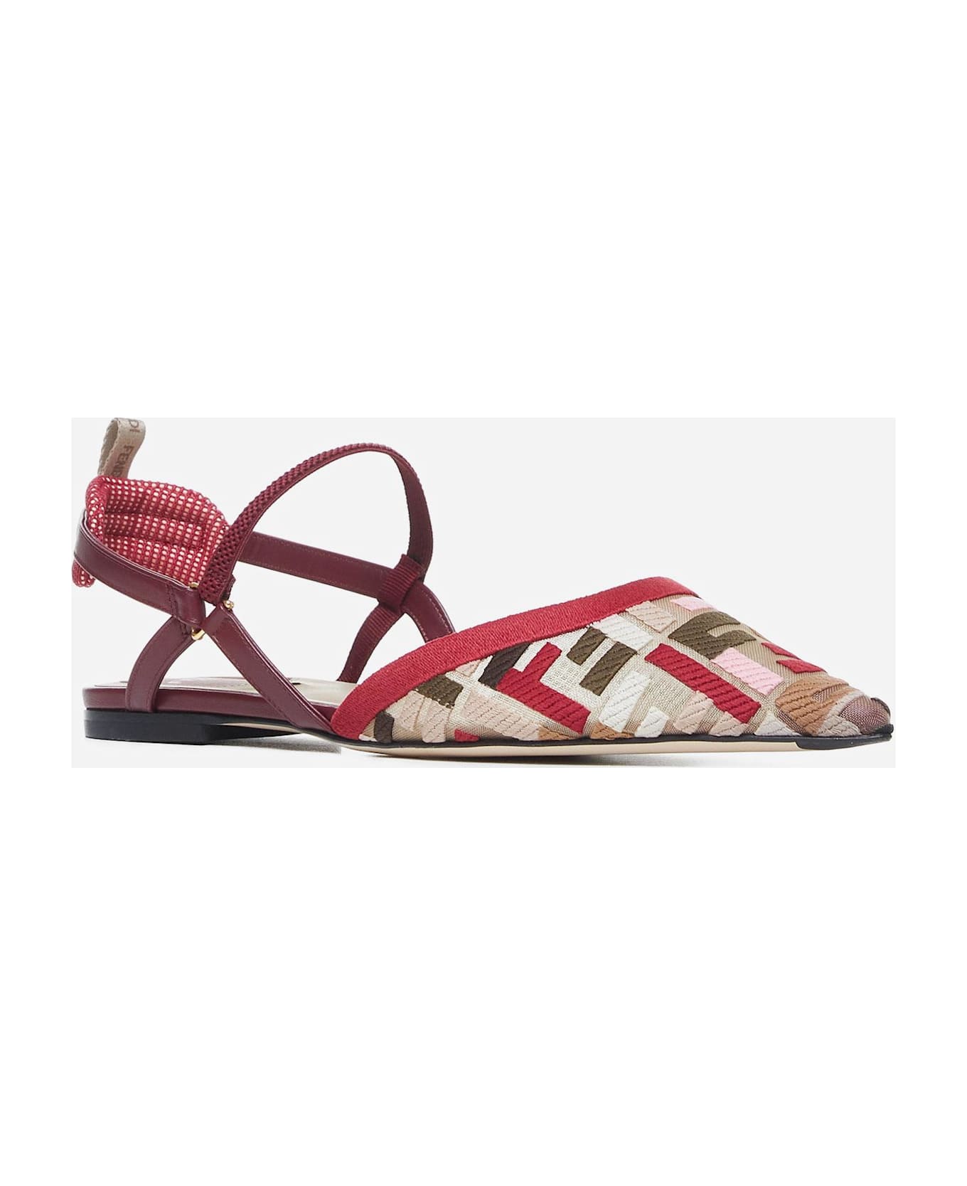 サンダル・ミュール Fendi Slingback Flat Colibri Lite In Mesh With Embroidery Ff Fendi Colibri' Lite' Ff Mesh Slingback Flat Pumps | italist