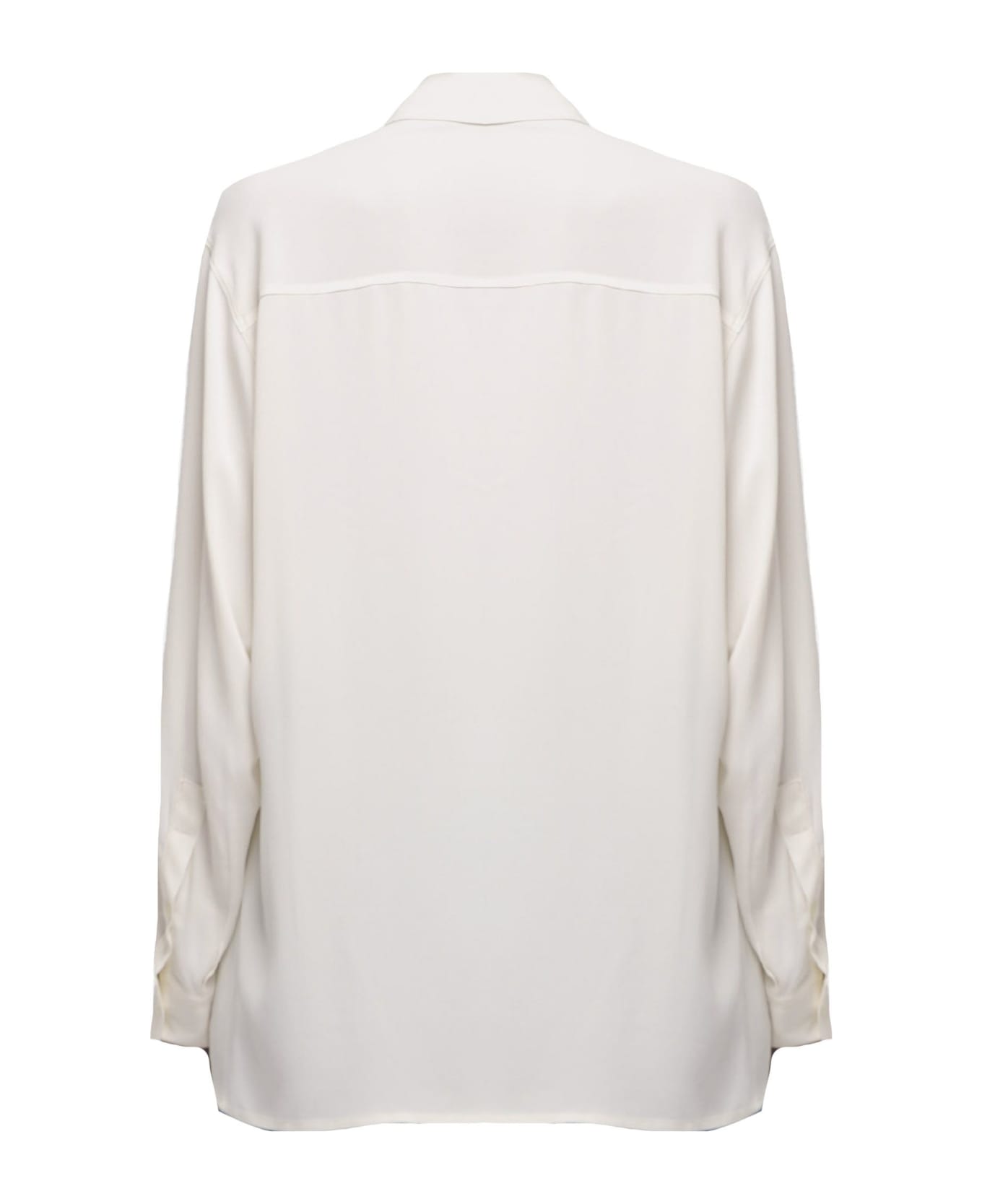 SEMICOUTURE Cream Silk Crepe Shirt - White