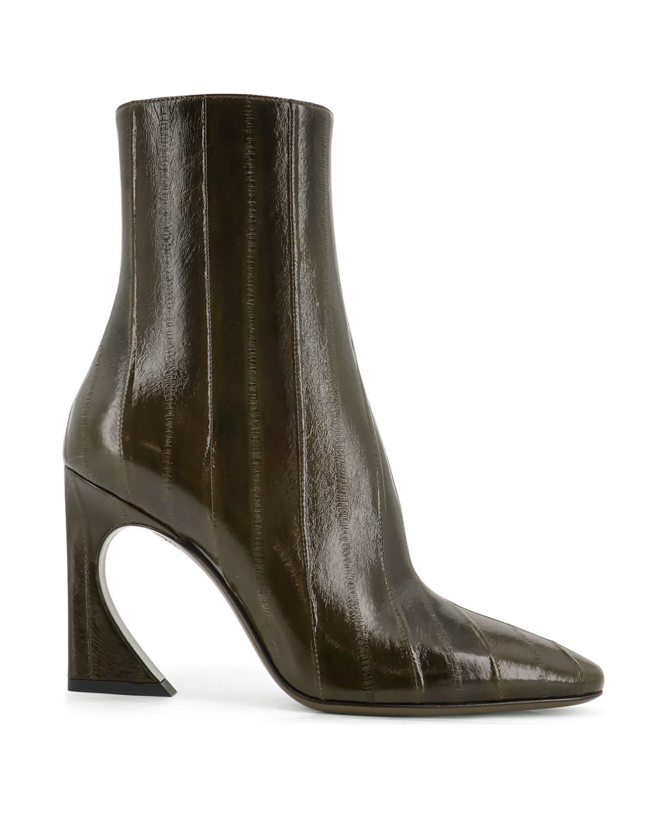 Fendi Arco Hagfish Leather Ankle Boots - Green