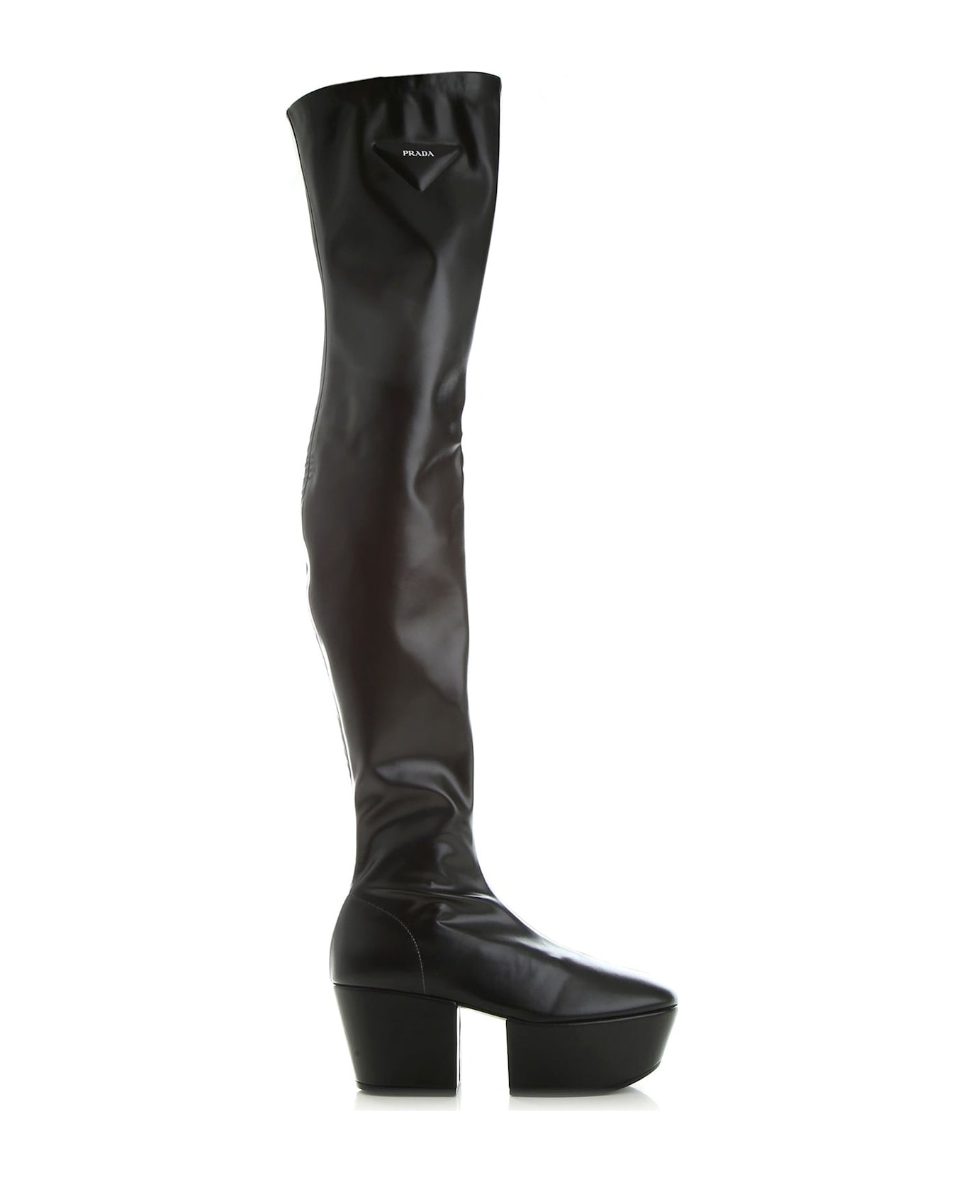 Prada Leather Platform Boots - Black