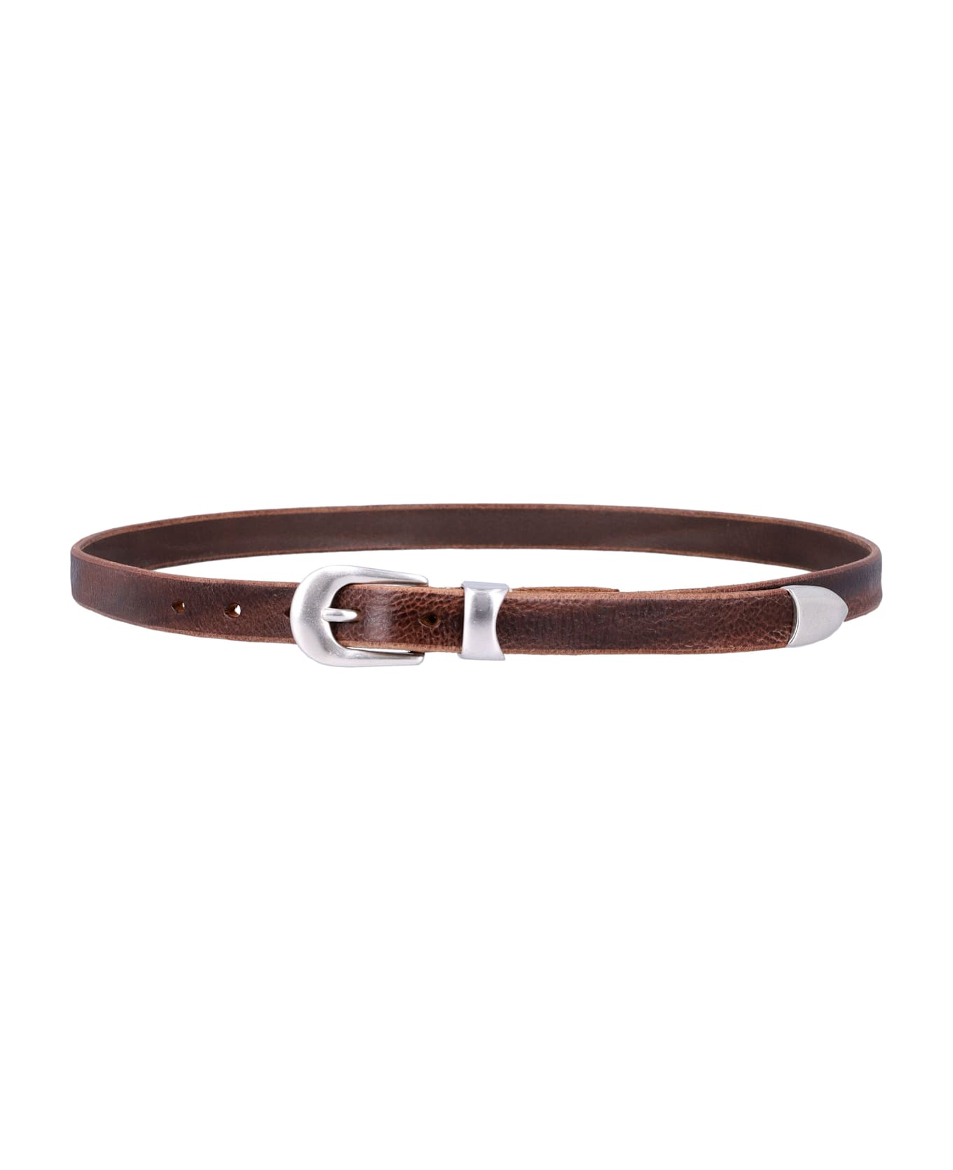 Our Legacy Brown Leather Belt With Metal Buckle - BROWN