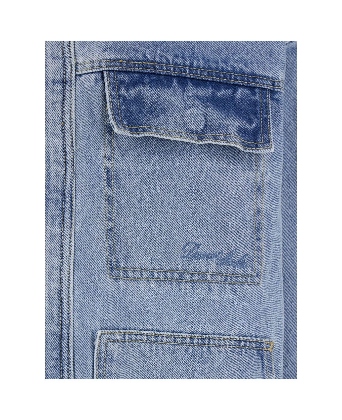 Dunst Light Blue Jacket With Contrast Collar And Patch Pockets On The Chest In Cotton Man - Light blue