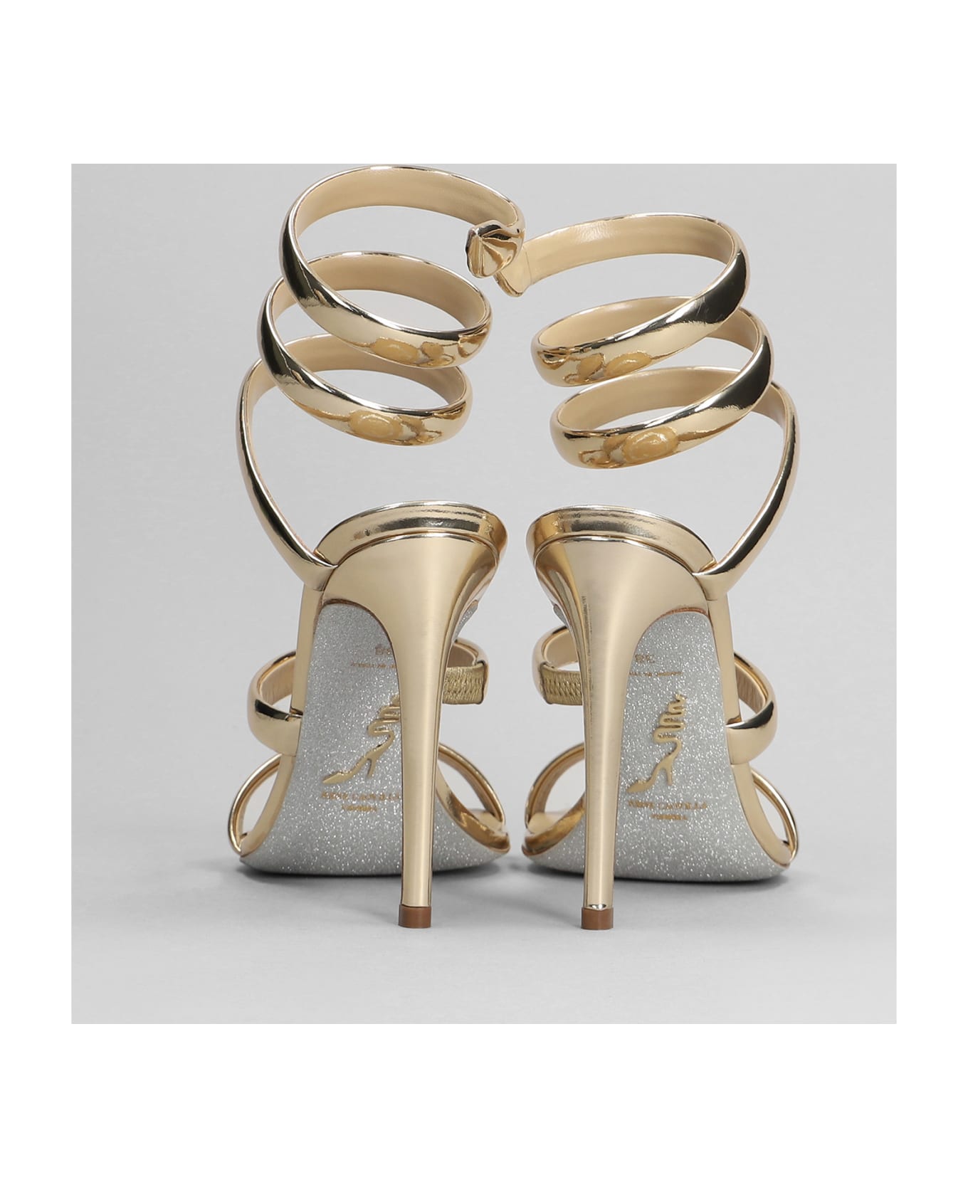 René Caovilla Serpente Sandals In Gold Leather - gold
