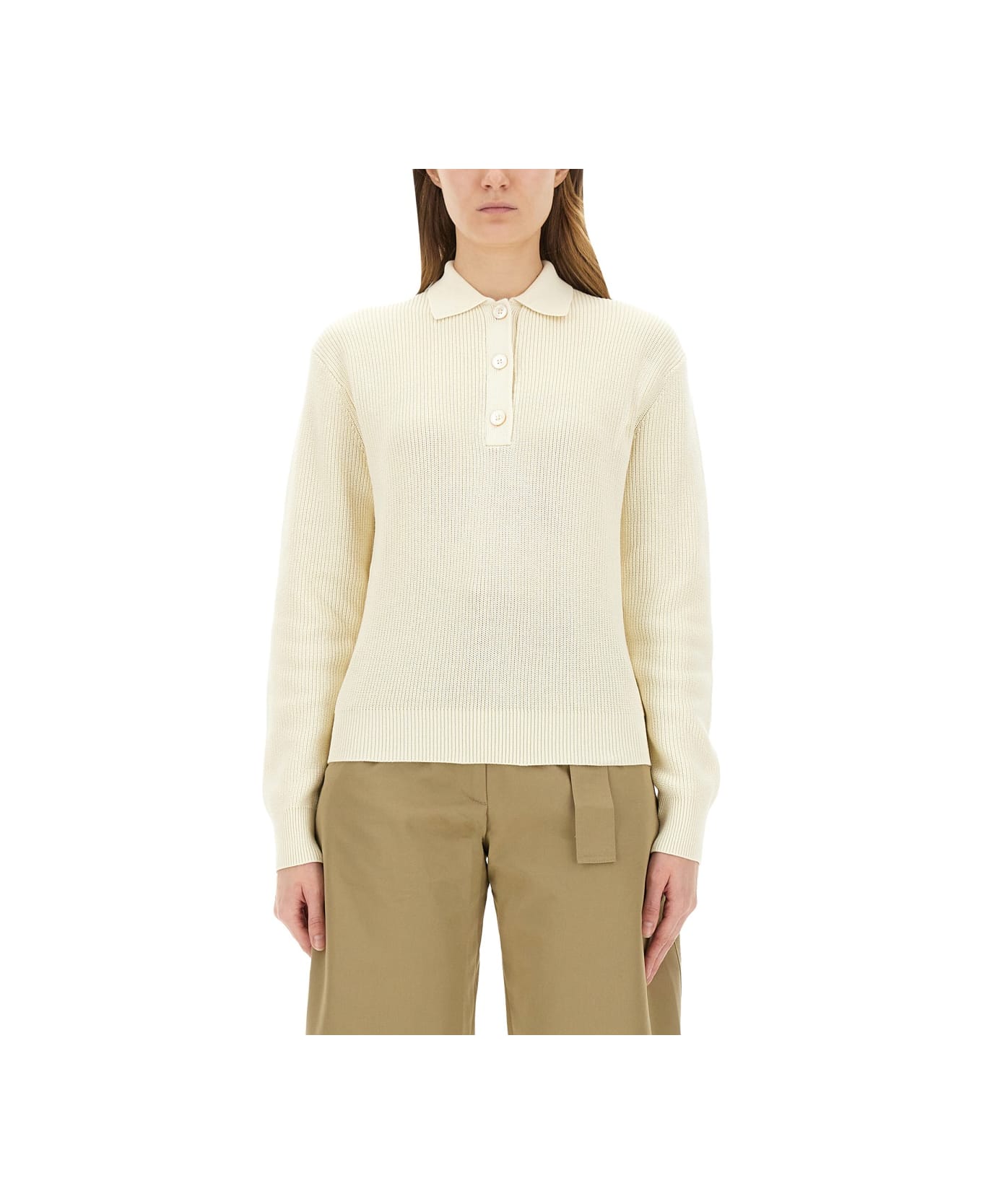 Studio Nicholson "chesapeake" Knit Polo Shirt - IVORY