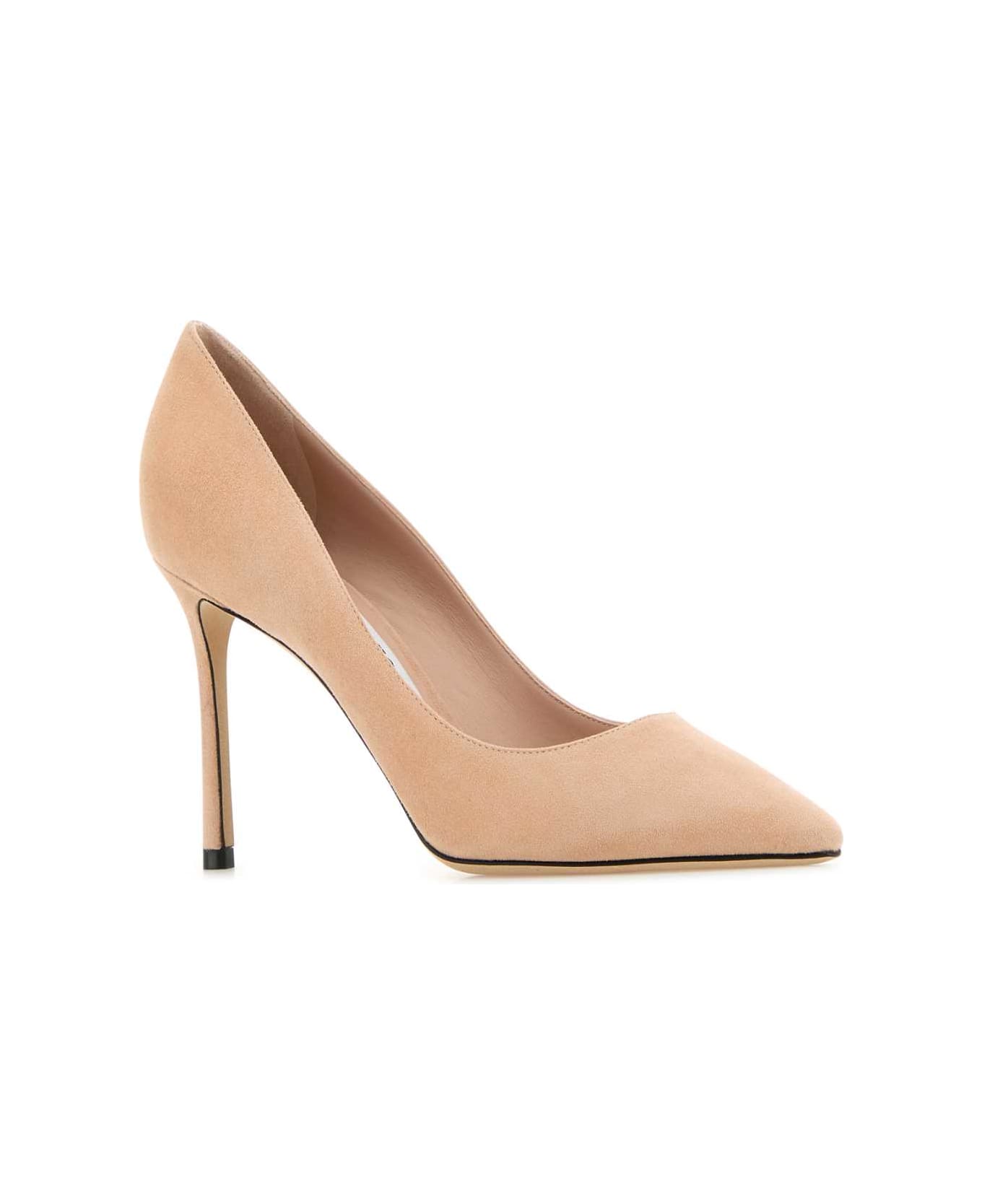 Jimmy Choo Skin Pink Suede Romy 85 Pumps - MACARON