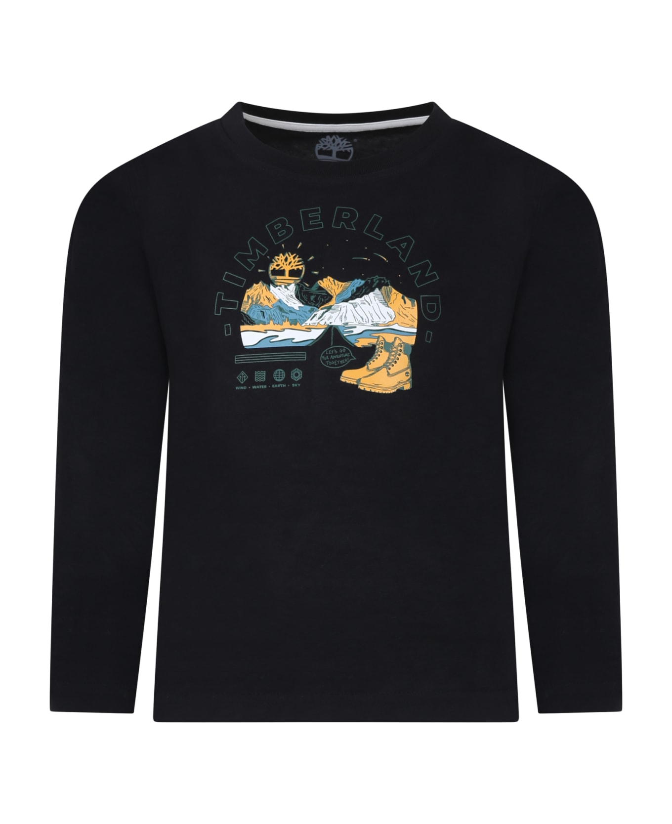 Timberland Black T-shirt For Boy With Logo - Black Tシャツ＆ポロシャツ
