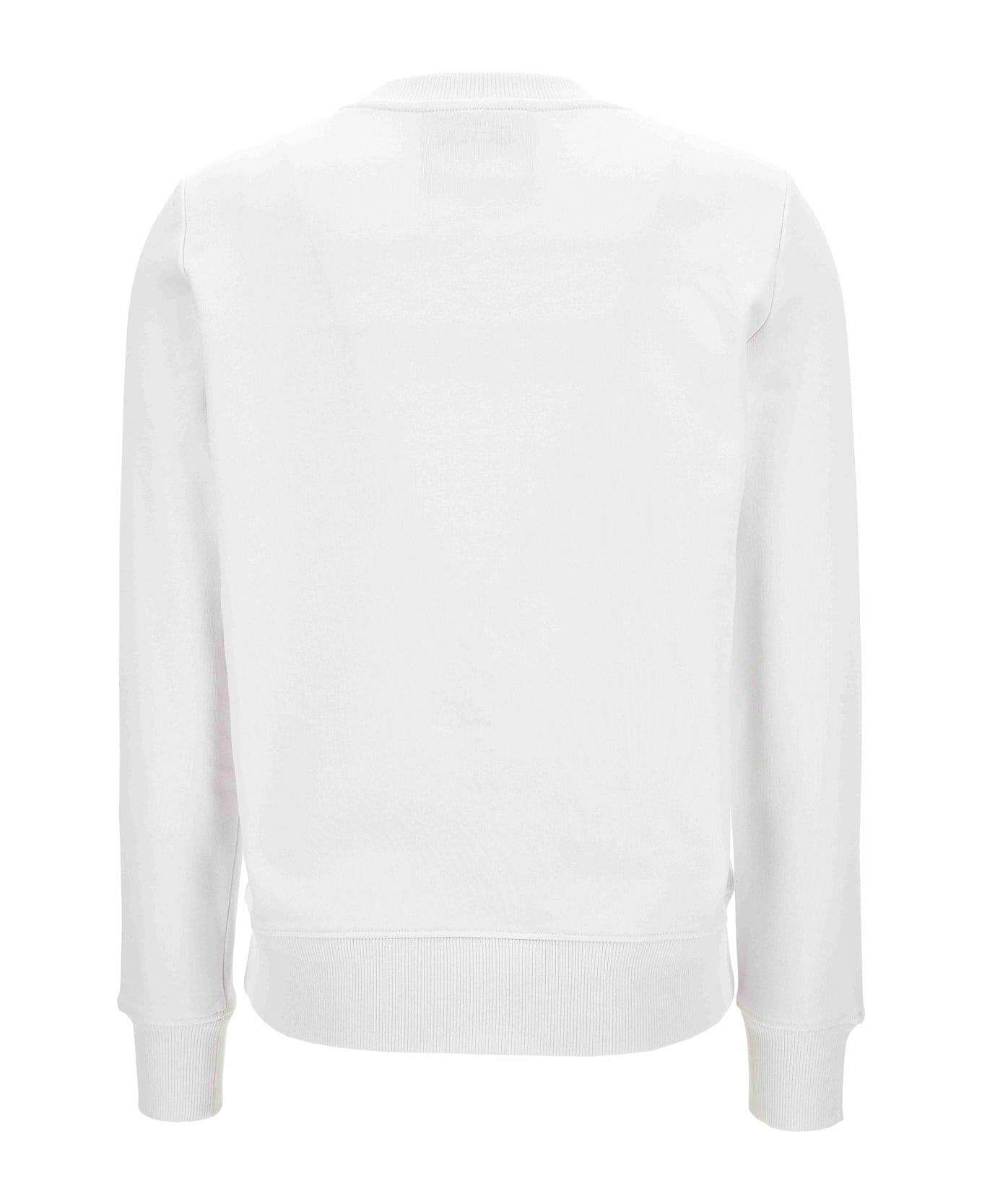 Versace Jeans Couture White Cotton Crewneck Sweatshirt With Gold Logo - White