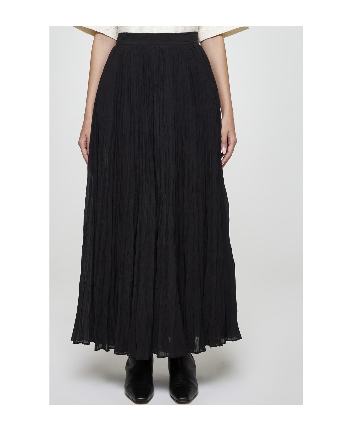 Totême Cotton-blend Pleated Long Skirt - Black